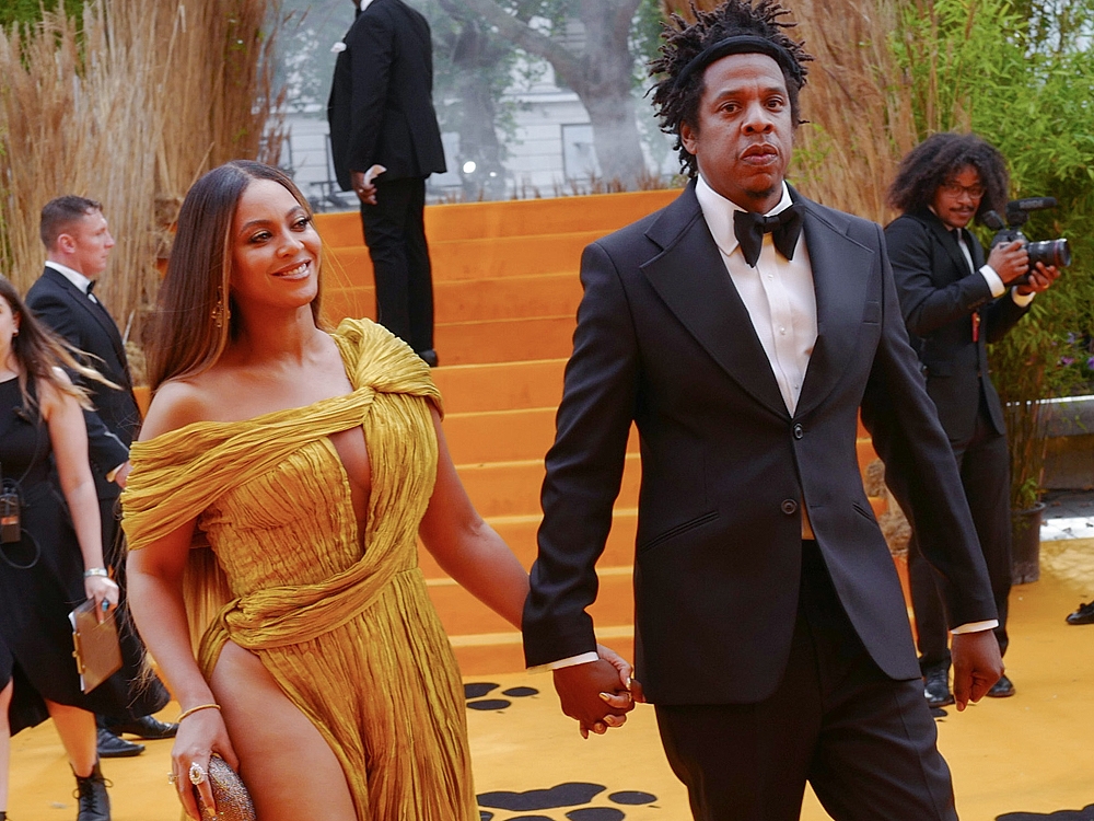 Beyonce Knowles-Carter and Jay-Z attend the European Premiere of Disney's 
