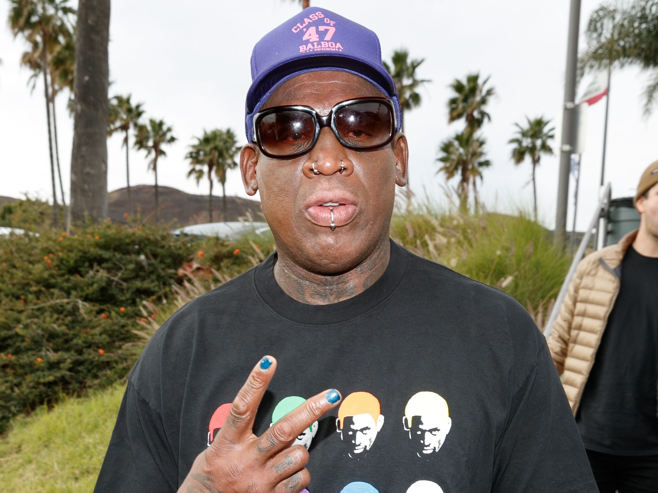 Dennis Rodman attends a charity softball game to benefit Dennis Rodman attends a charity softball game to benefit