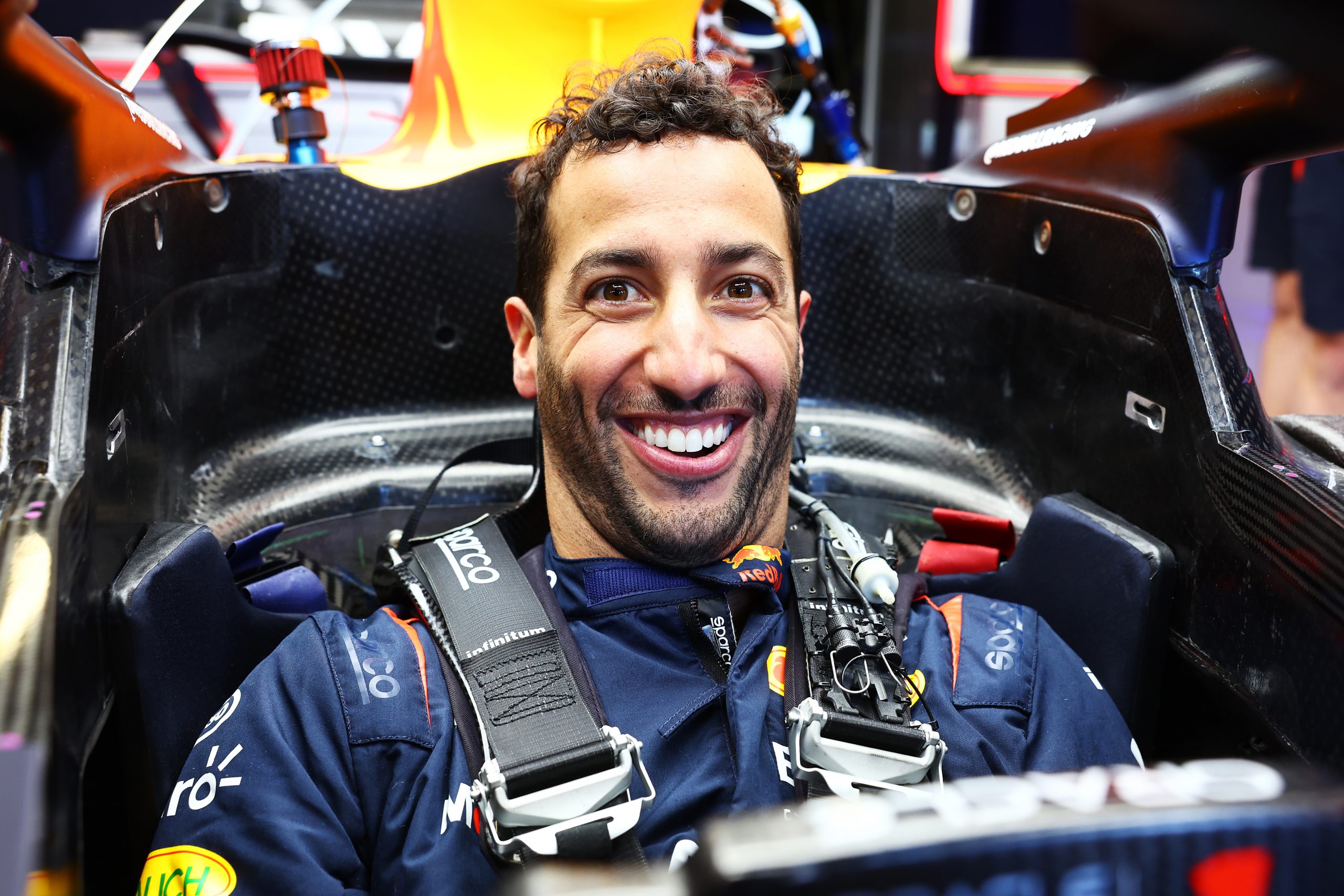 Daniel Ricciardo sits in the Red Bull F1 car ahead of the Australian Grand Prix.