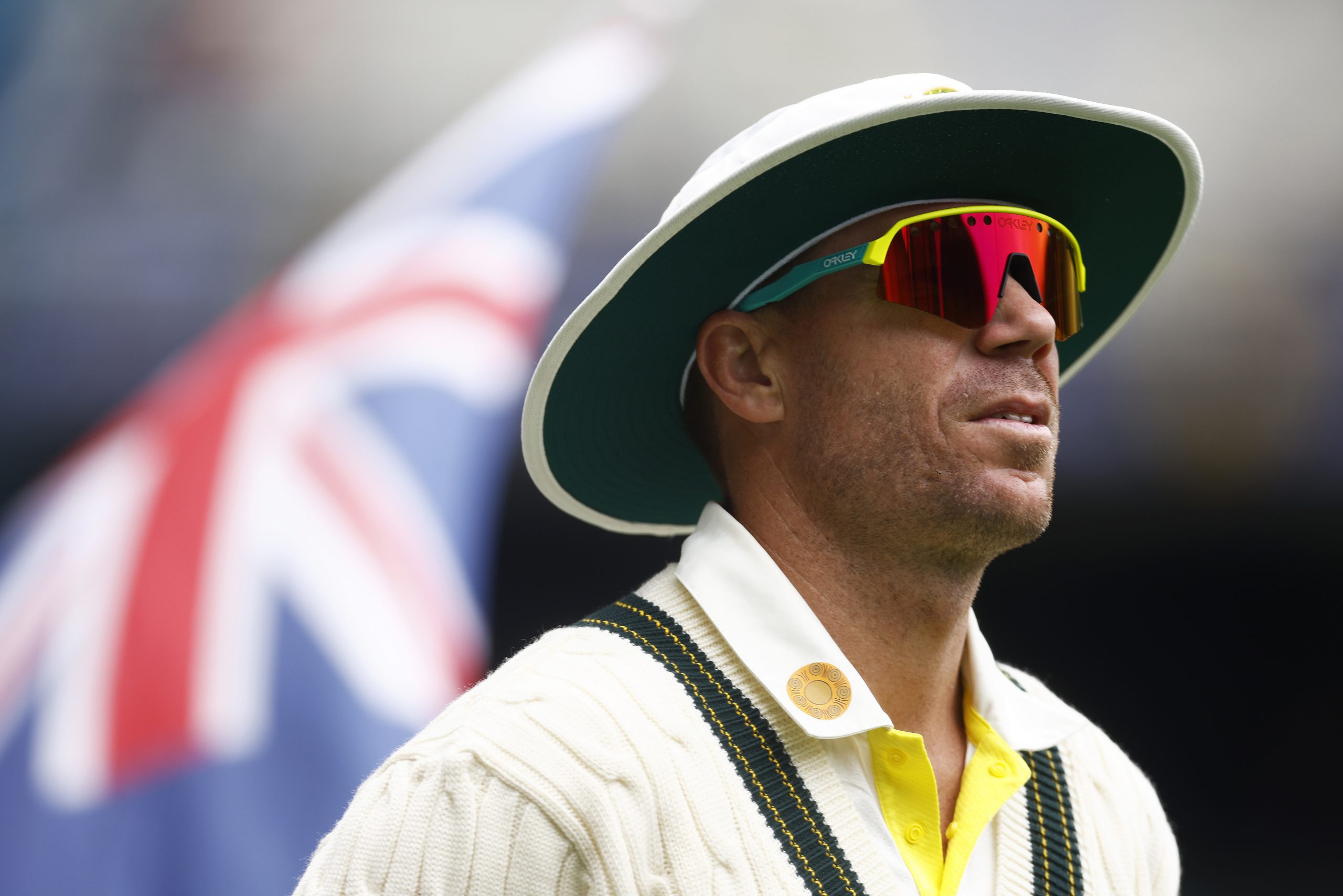 MELBOURNE, AUSTRALIA - DECEMBER 29: David Warner of Australia looks on during day four of the Second Test match in the series between Australia and South Africa at Melbourne Cricket Ground on December 29, 2022 in Melbourne, Australia. (Photo by Daniel Pockett/Getty Images)