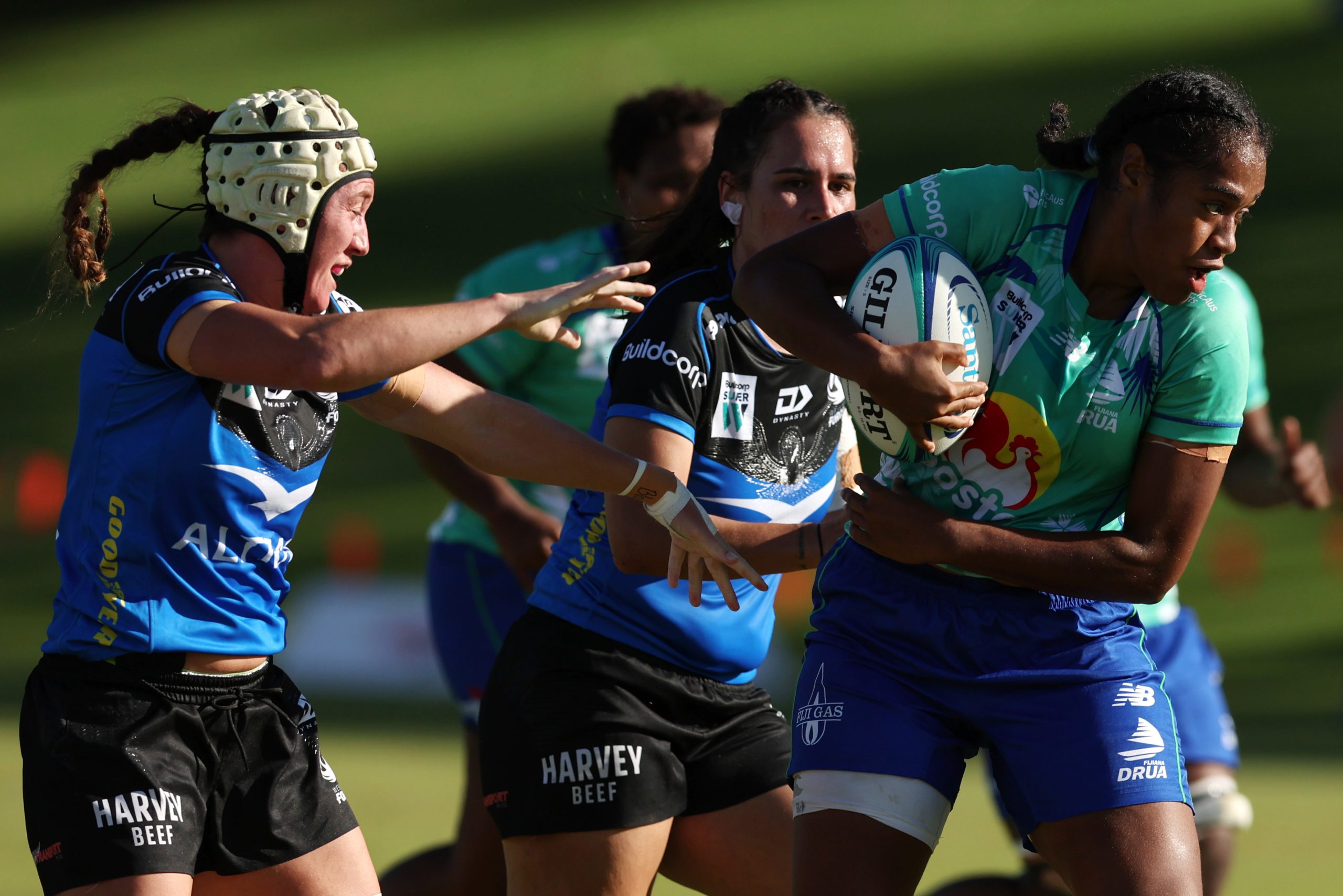 Sulita Walsega of Fijiana Drua runs the ball during the Super W with the Western Force.
