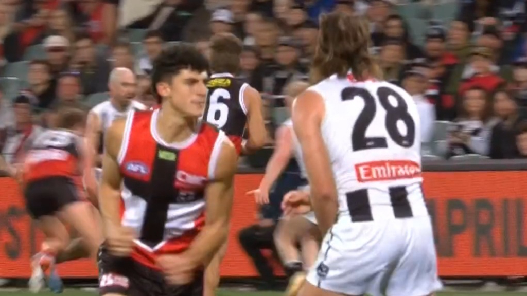 Pies player sprays rivals after hit