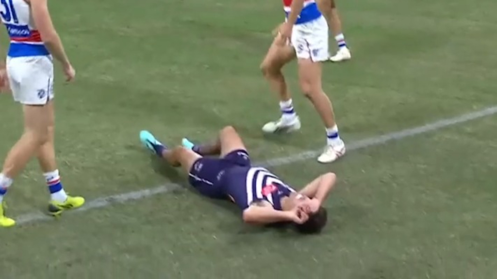 Docker floored by Dog in monster bump