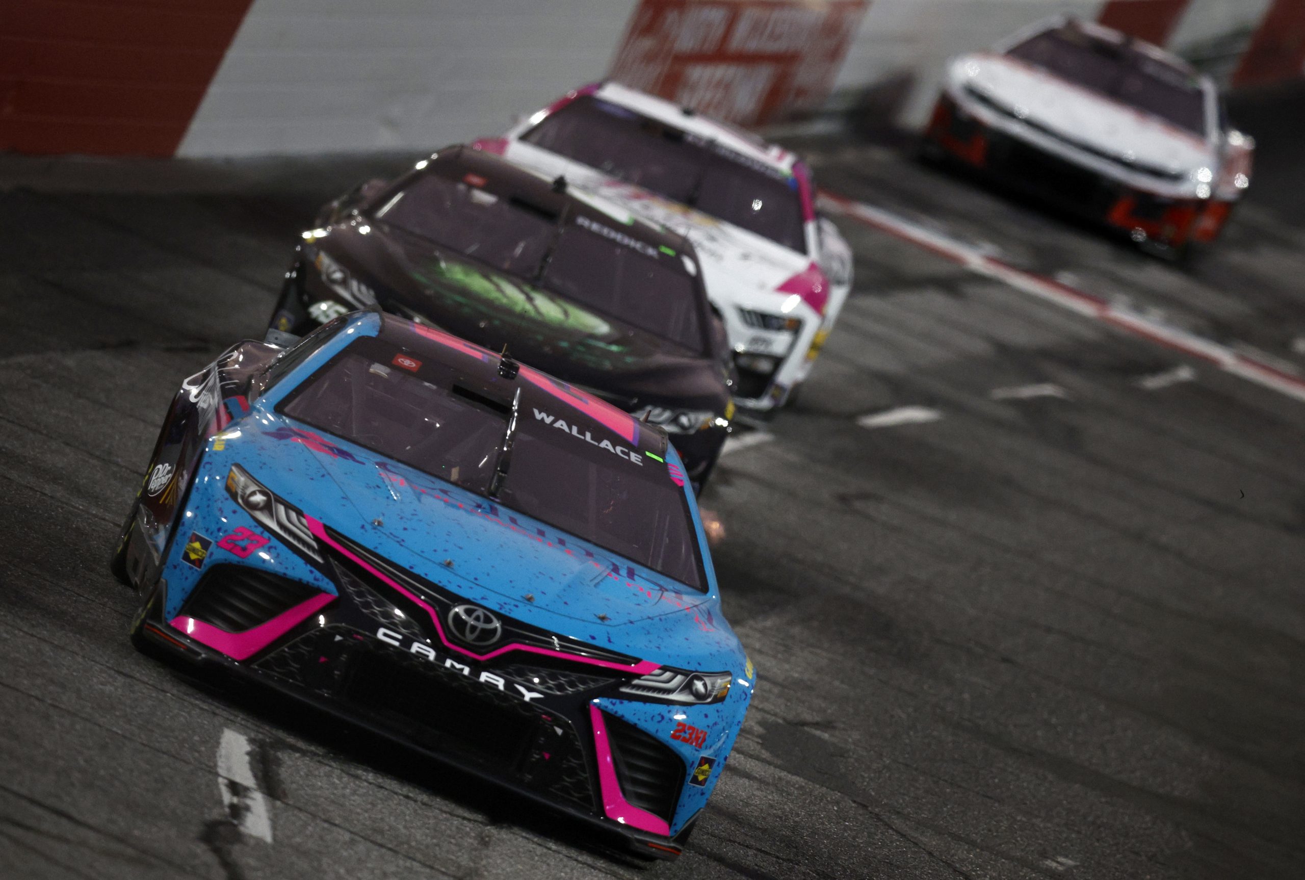 Bubba Wallace finished second at North Wilkesboro Speedway.