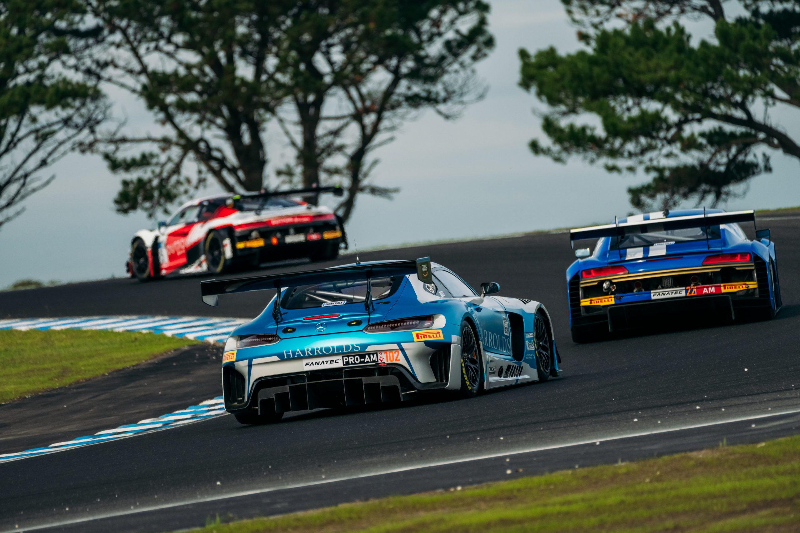A new Mercedes-AMG GT3 (pictured centre) or Audi R8 GT3 costs roughly $700,000 brand new.