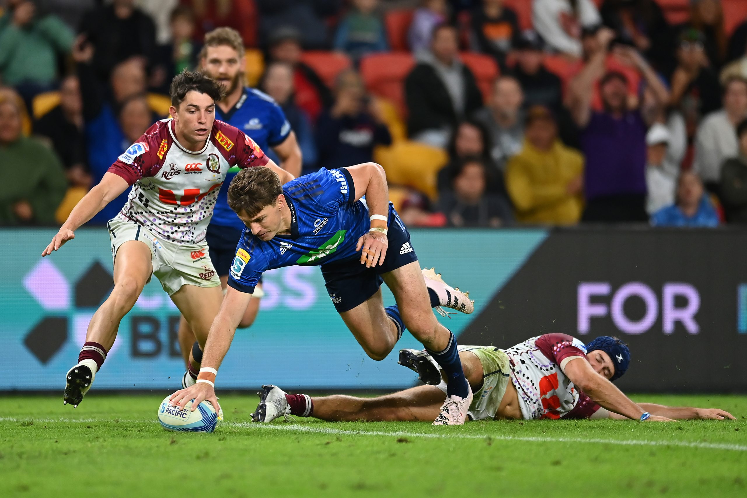 Beauden Barrett scored one of the Blues' six tries.
