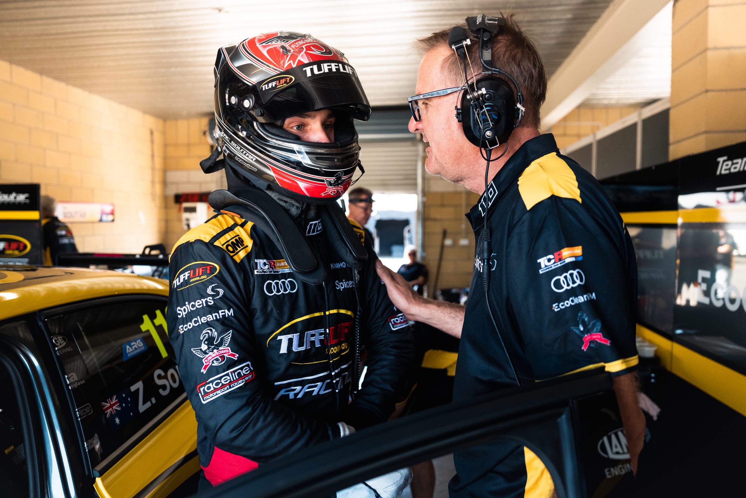 Zac Soutar with his engineer.