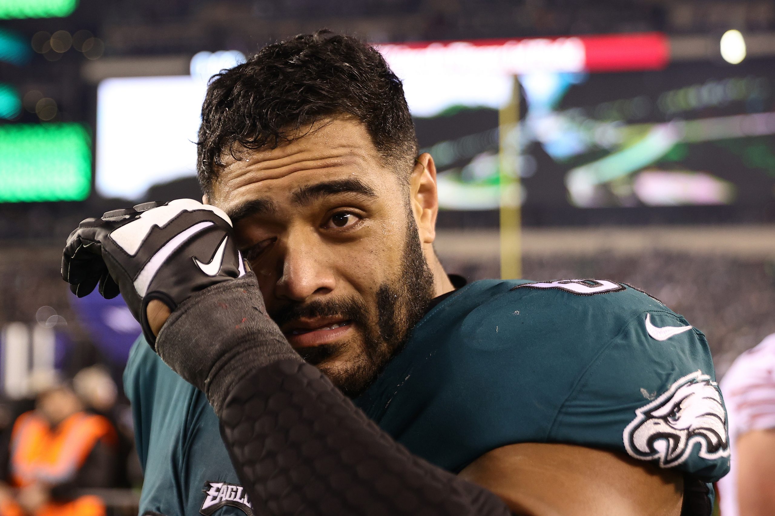 Jordan Mailata of the Philadelphia Eagles after defeating the San Francisco 49ers.