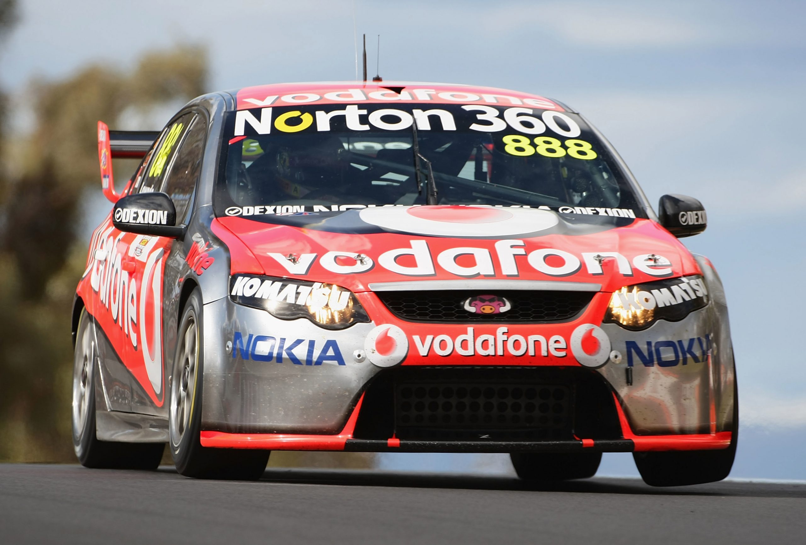 The Craig Lowndes/Jamie Whincup Ford FG Falcon sporting the famed Hog's Breath Cafe emblem.