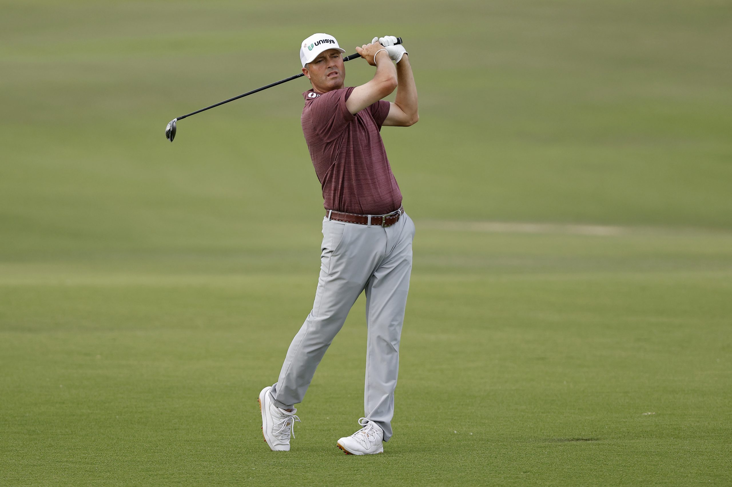 Ryan Palmer of the United States plays his shot on the 18th hole during the third round of the AT&T Byron Nelson at TPC Craig Ranch on May 13, 2023 in McKinney, Texas. (Photo by Mike Mulholland/Getty Images)