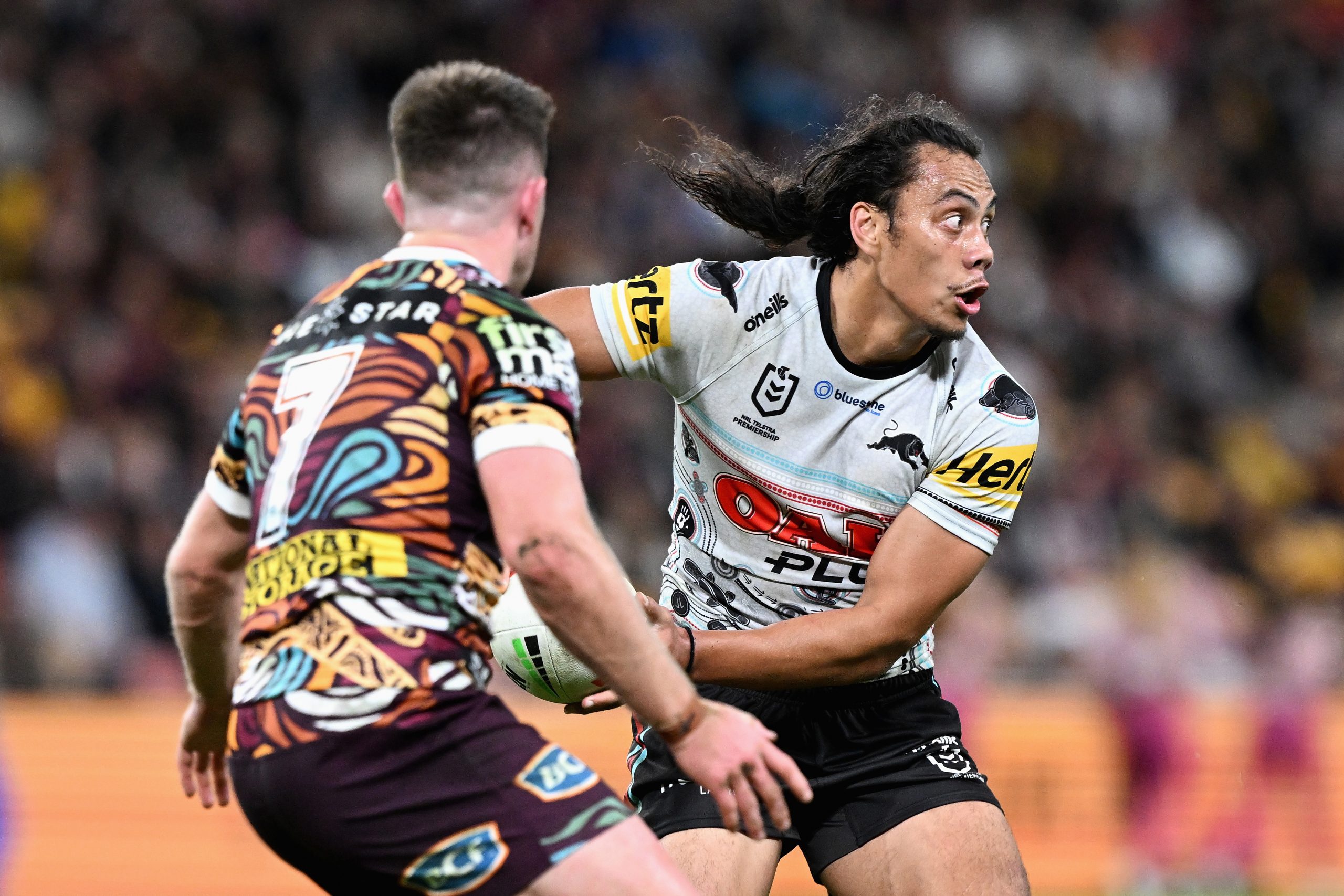BRISBANE, AUSTRALIA - MAY 18: during the round 12 NRL match between Brisbane Broncos and Penrith Panthers at Suncorp Stadium on May 18, 2023 in Brisbane, Australia. (Photo by Bradley Kanaris/Getty Images)