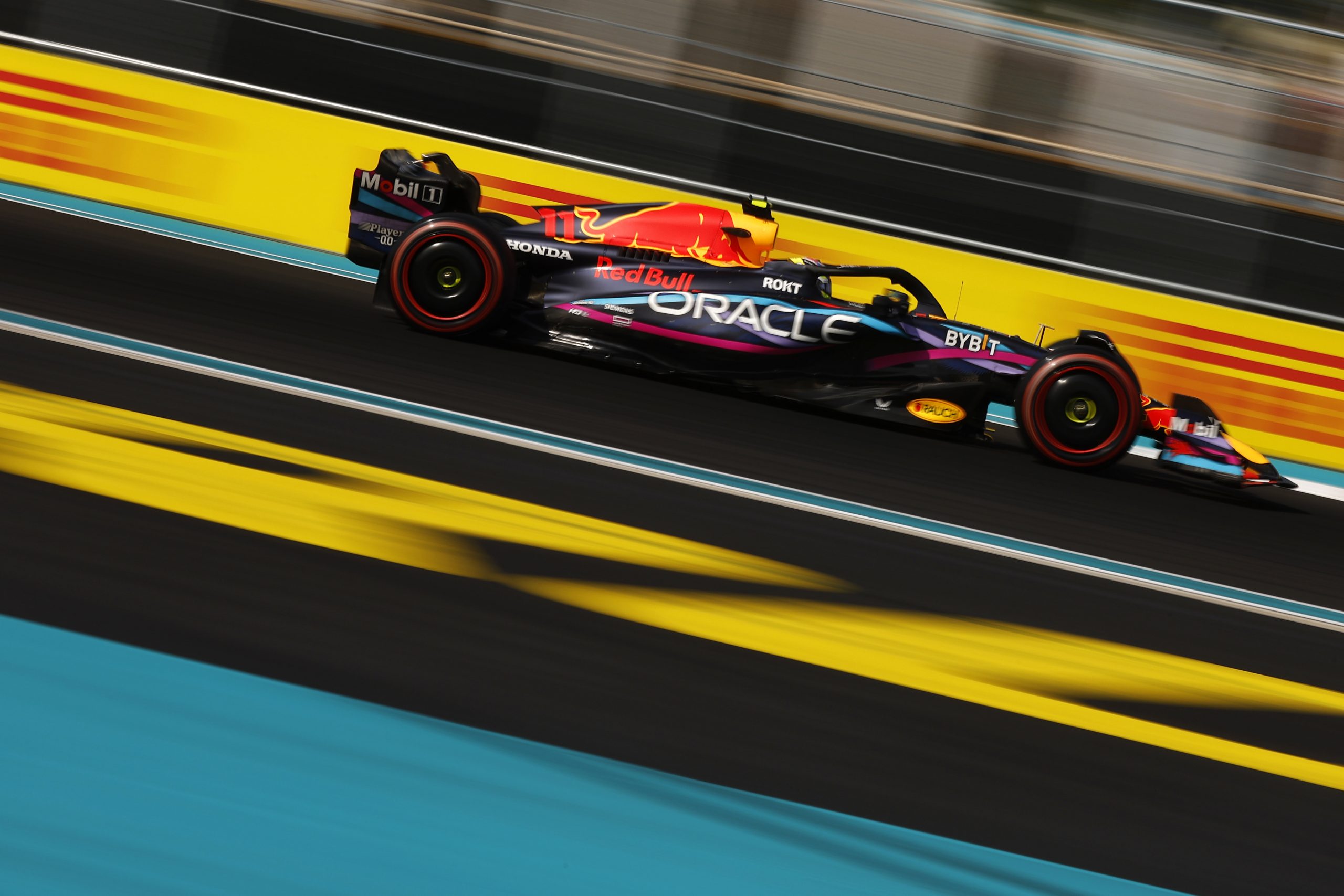 Sergio Perez of Mexico driving the (11) Oracle Red Bull Racing RB19 on track during qualifying ahead of the F1 Grand Prix of Miami at Miami International Autodrome on May 06, 2023 in Miami, Florida. (Photo by Jared C. Tilton/Getty Images)