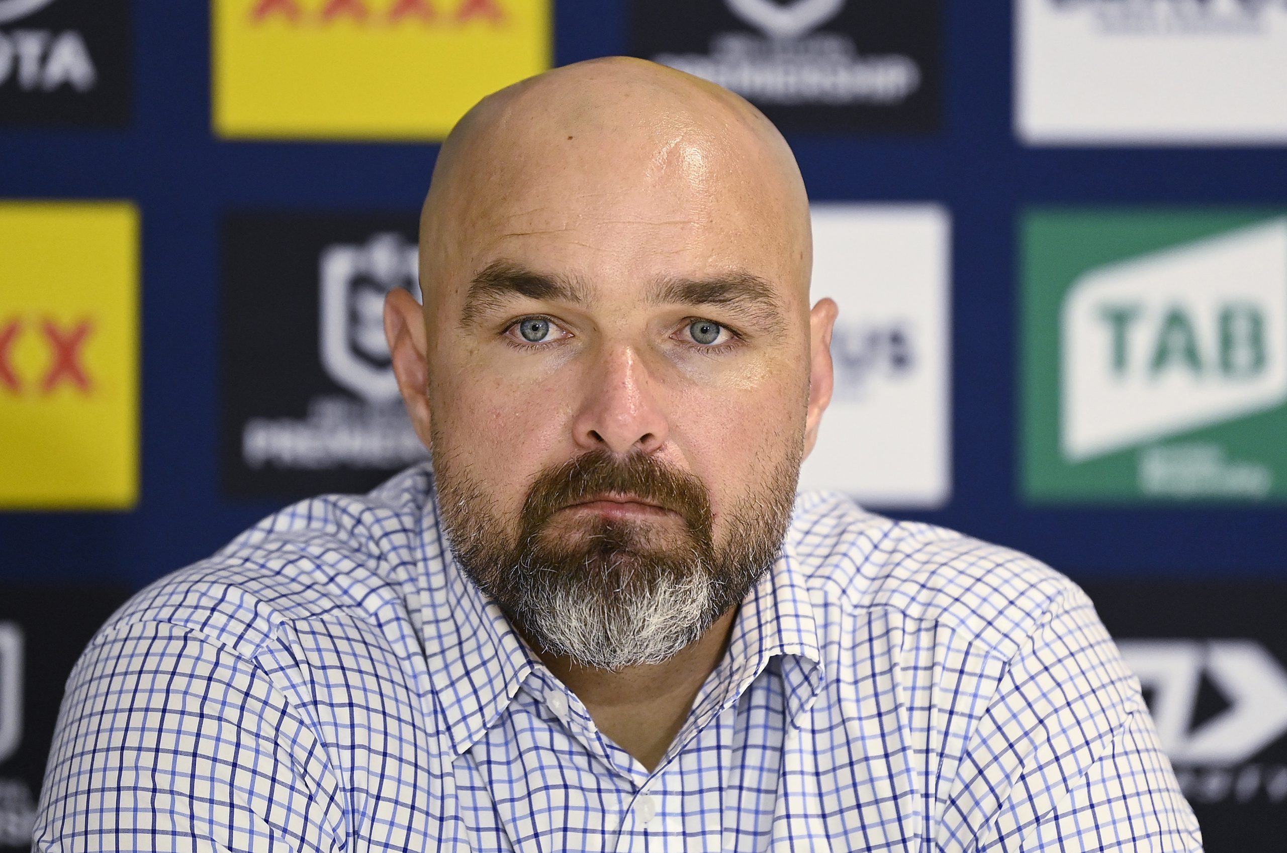 Cowboys coach Todd Payten speaks at the post-match press conference.