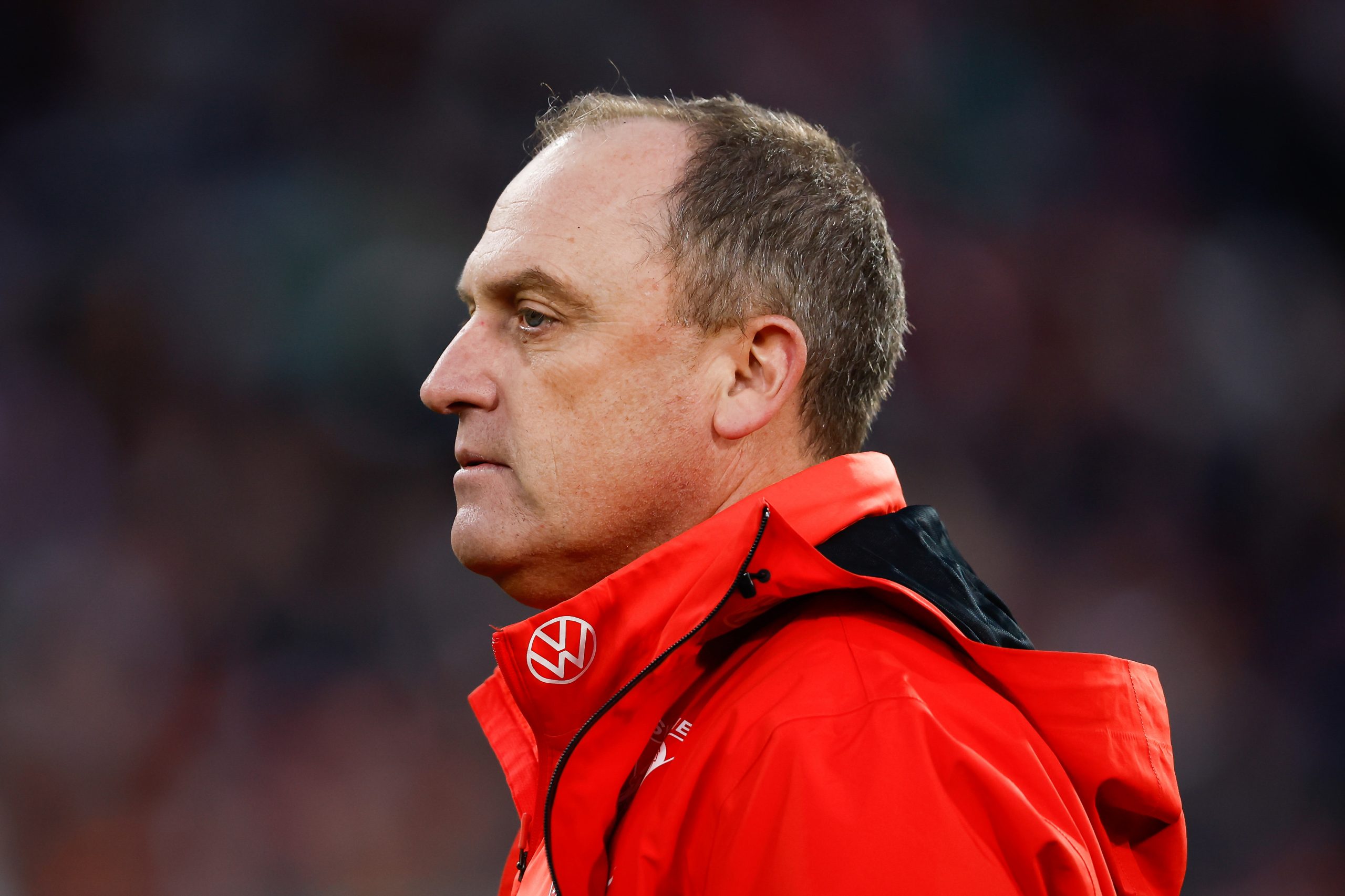 MELBOURNE, AUSTRALIA - MAY 07: John Longmire, Senior Coach of the Swans is seen during the 2023 AFL Round 08 match between the Collingwood Magpies and the Sydney Swans at the Melbourne Cricket Ground on May 7, 2023 in Melbourne, Australia. (Photo by Dylan Burns/AFL Photos)