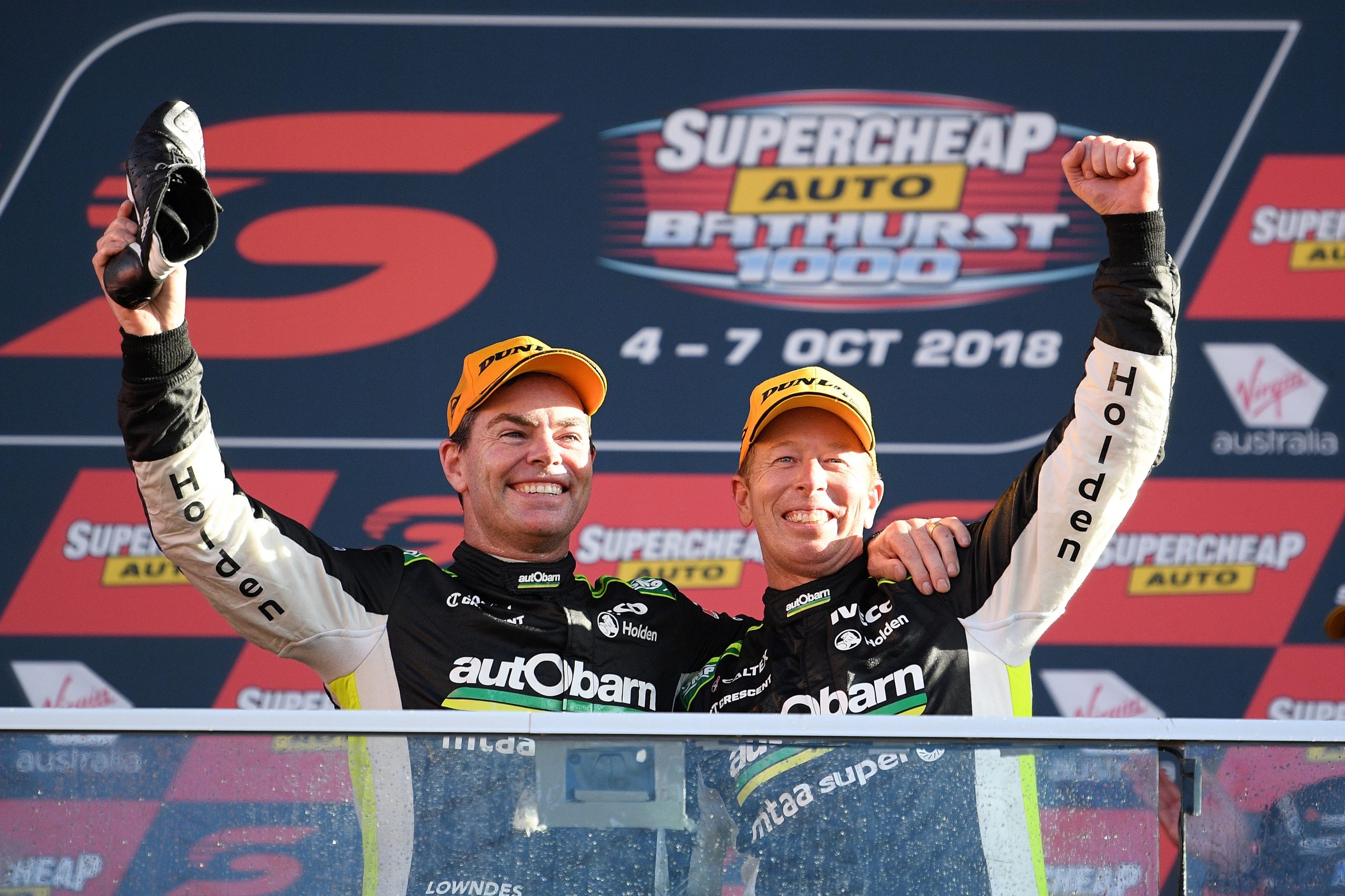 Steven Richards (right) won his last Bathurst 1000 with Craig Lowndes (left) in 2018.