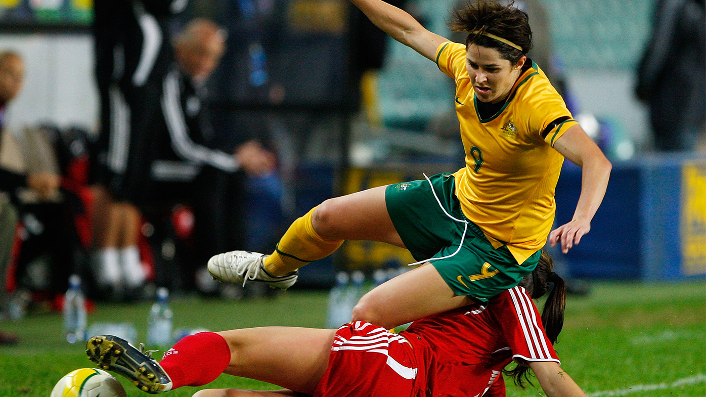 Sarah Walsh playing for the Matildas against Canada in 2008.