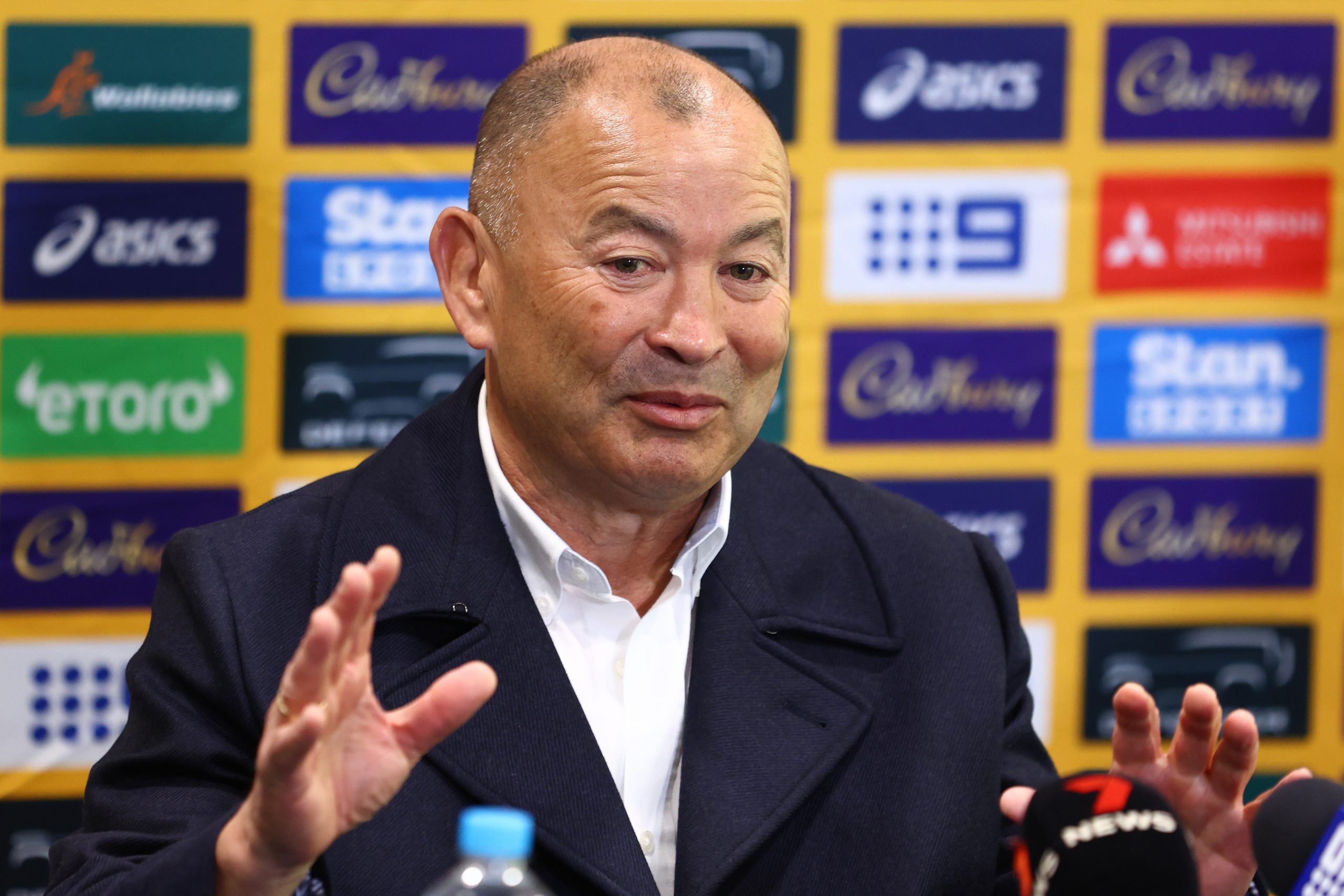 Wallabies coach Eddie Jones speaks to media.