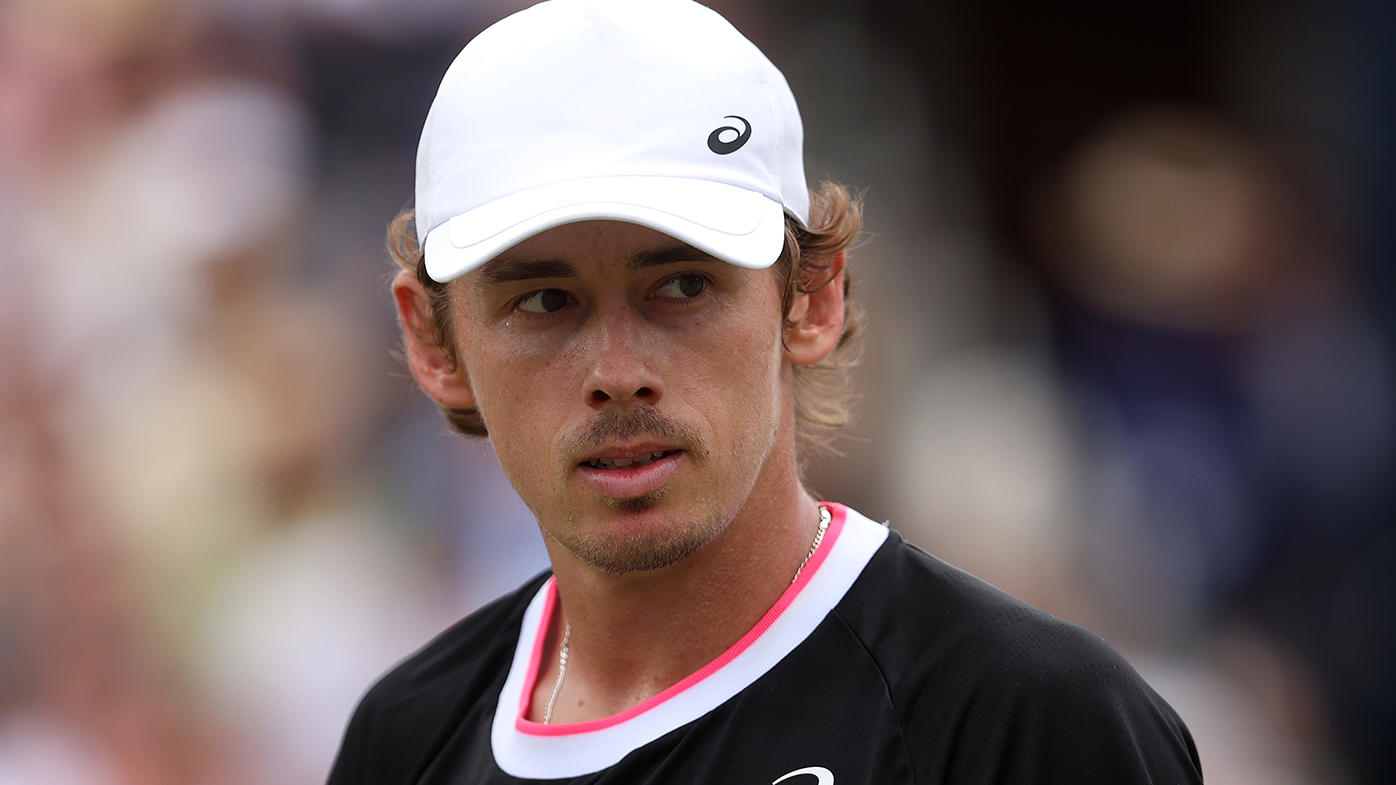 Alex De Minaur looks on against Holger Rune during their men's semi final match at The Queen's Club Championships.