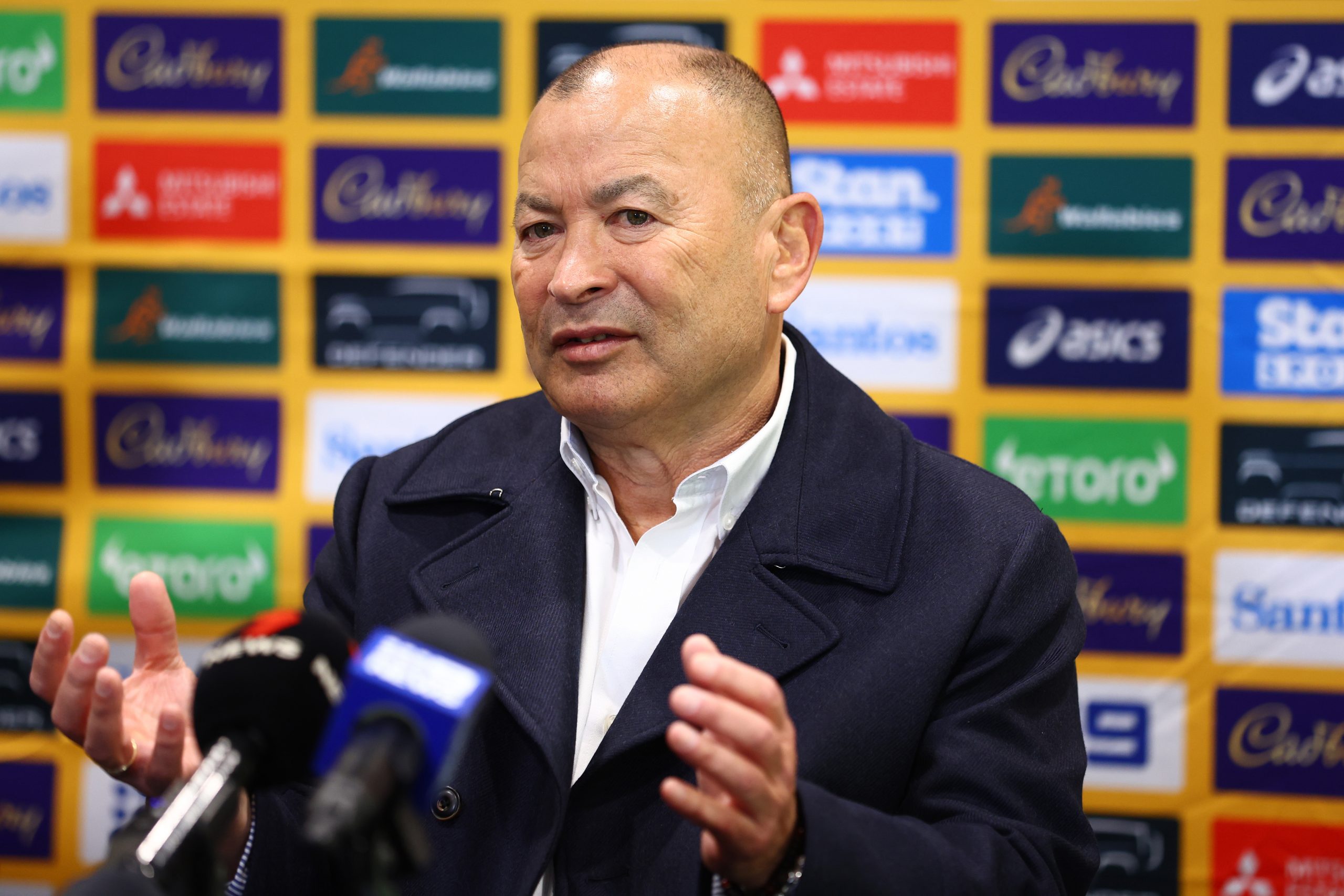 Wallabies coach Eddie Jones speaks to media.