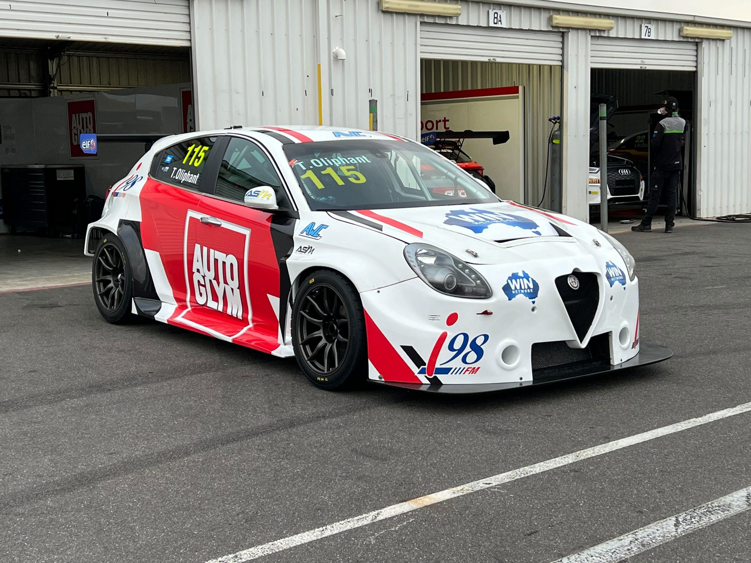 The Tom Oliphant Alfa Romeo Giulietta Romeo at Winton Motor Raceway ahead of round three.
