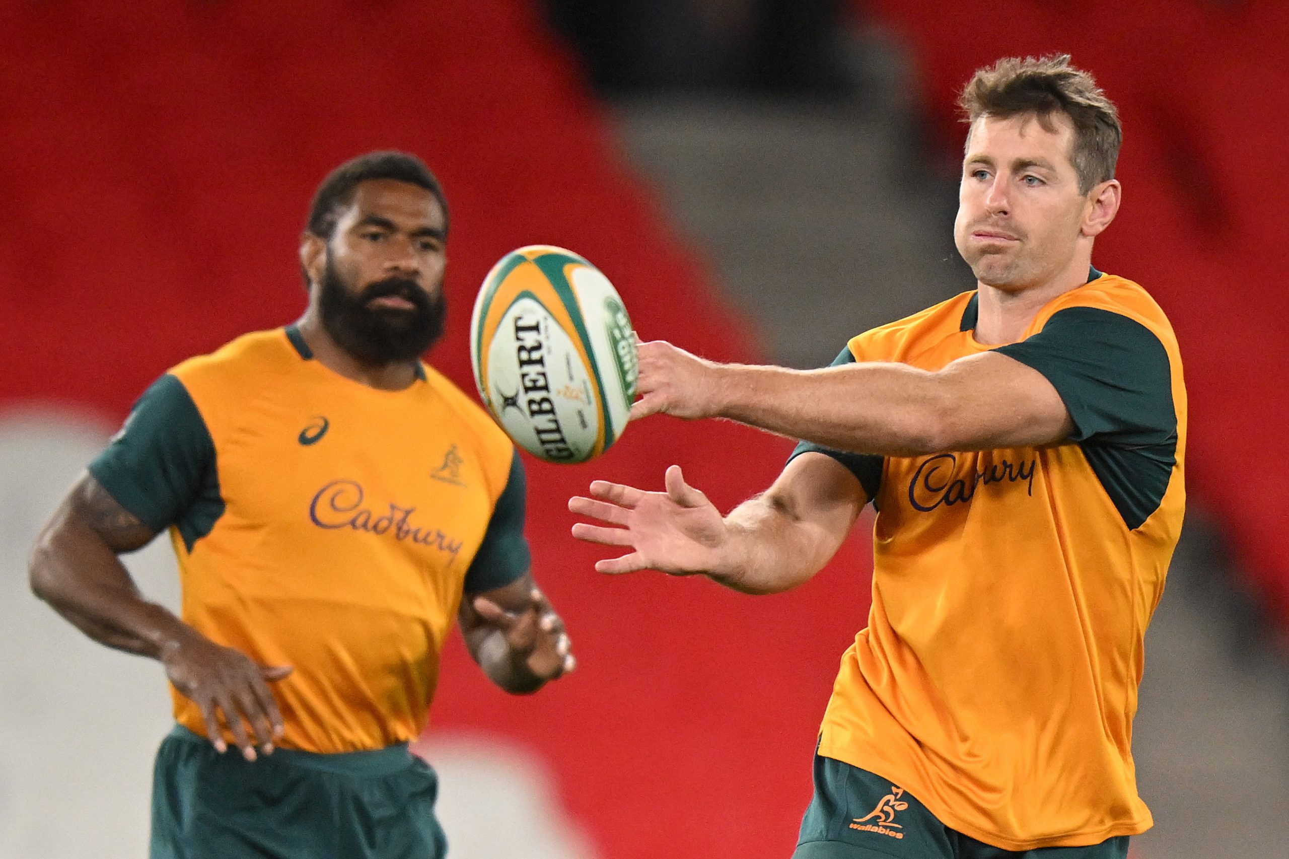 Bernard Foley of the Wallabies trains during the Wallabies captain's run at Marvel Stadium.