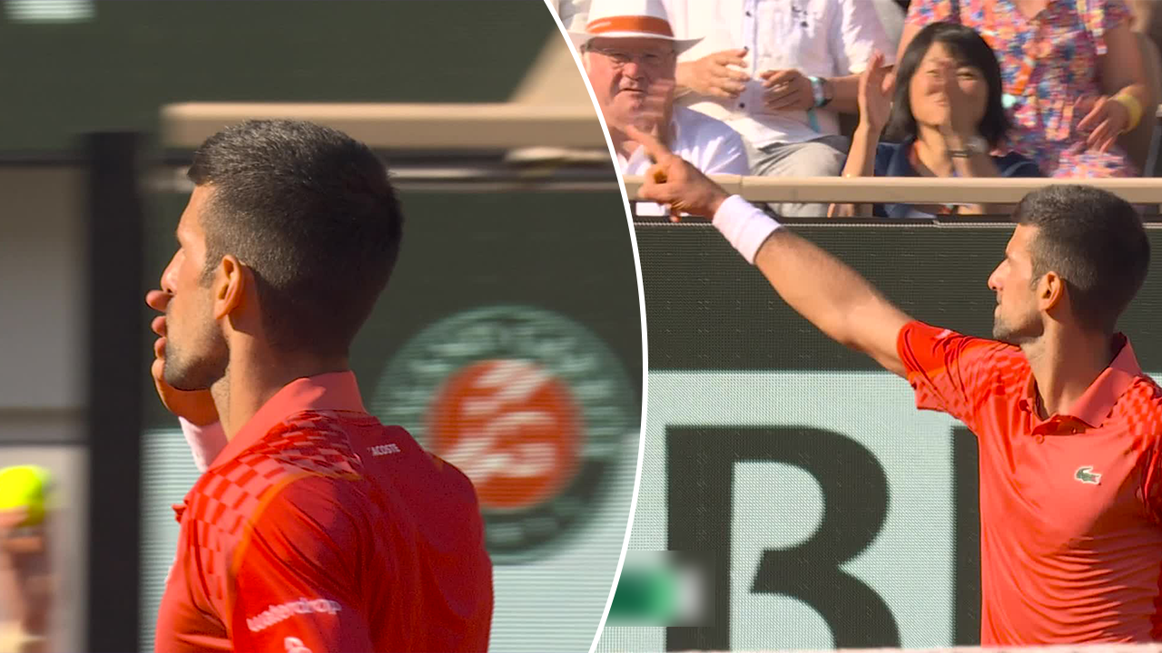 Djokovic blows kiss at heckler