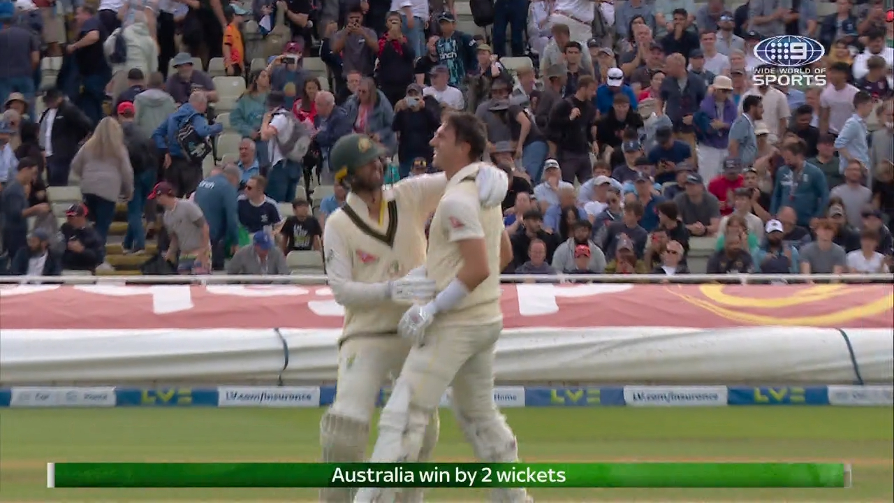 Cummins hits four to complete incredible Ashes win