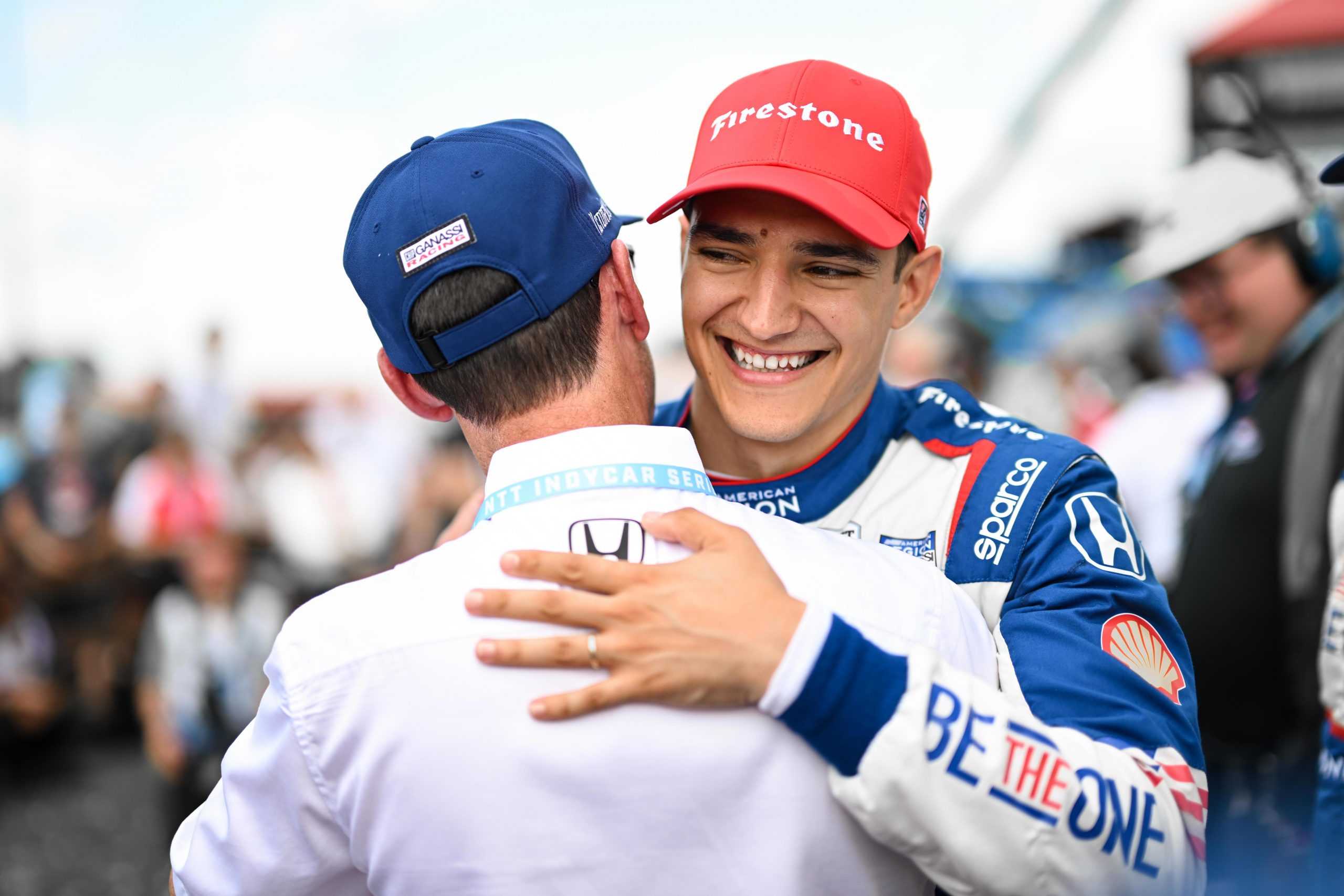 Alex Palou celebrates his fourth win of the IndyCar Series season.