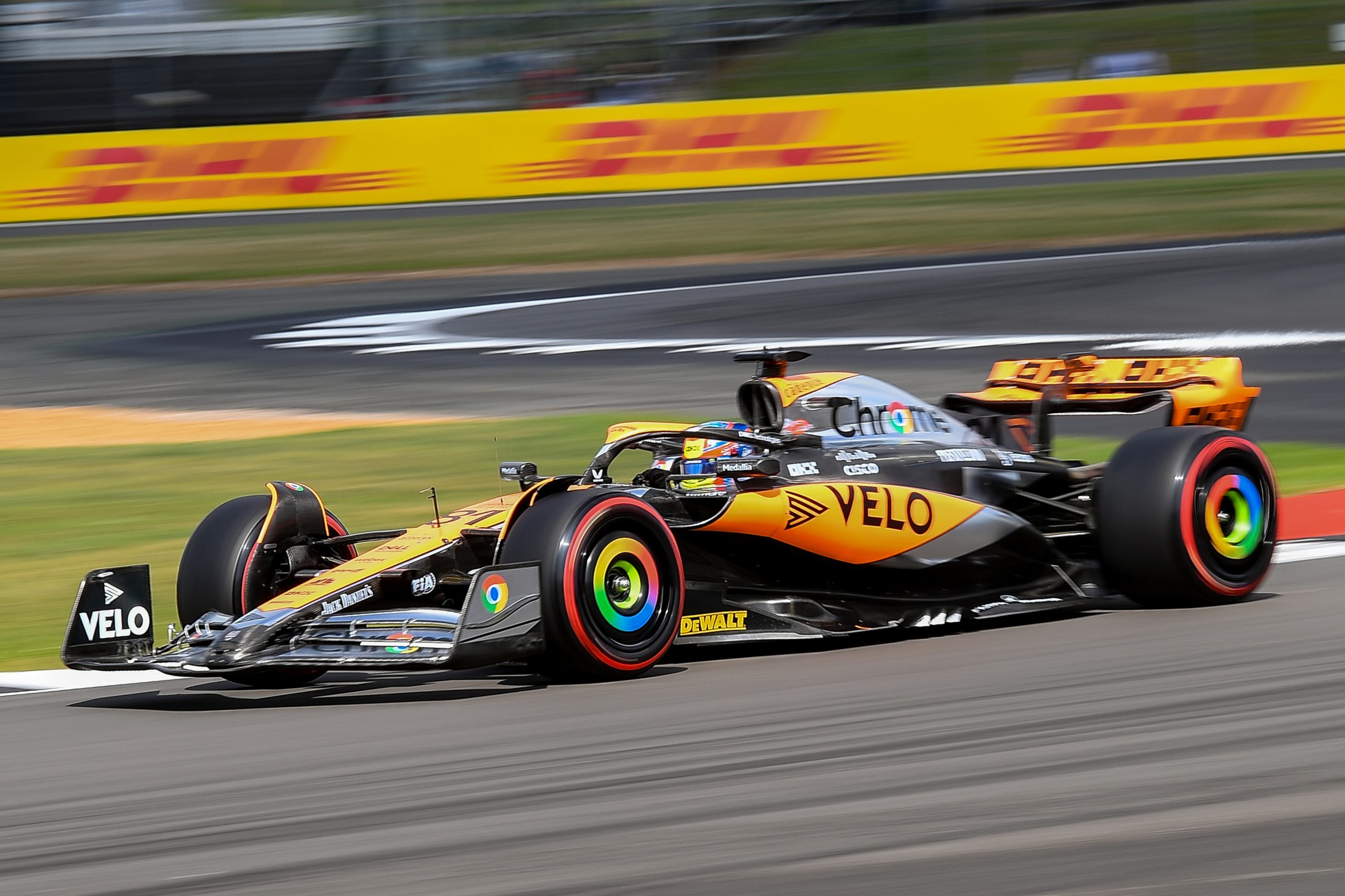 Oscar Piastri of Australia driving the (#81) McLaren MCL60 Mercedes during the Formula 1 Aramco British Grand Prix at Silverstone Circuit, Towcester, UK on Saturday 8th July 2023. (Photo by Jon Hobley/MI News/NurPhoto via Getty Images)