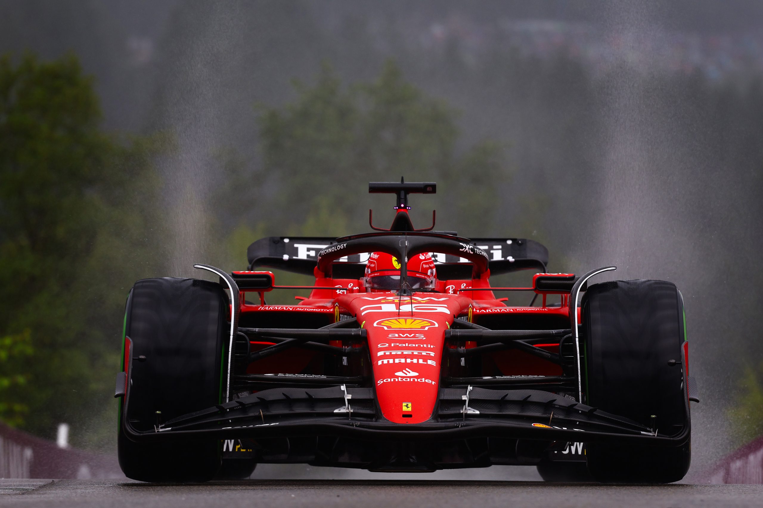 Charles Leclerc of Monaco driving the (16) Ferrari SF-23 on track during qualifying ahead of the F1 Grand Prix of Belgium at Circuit de Spa-Francorchamps on July 28, 2023 in Spa, Belgium. (Photo by Mark Thompson/Getty Images)