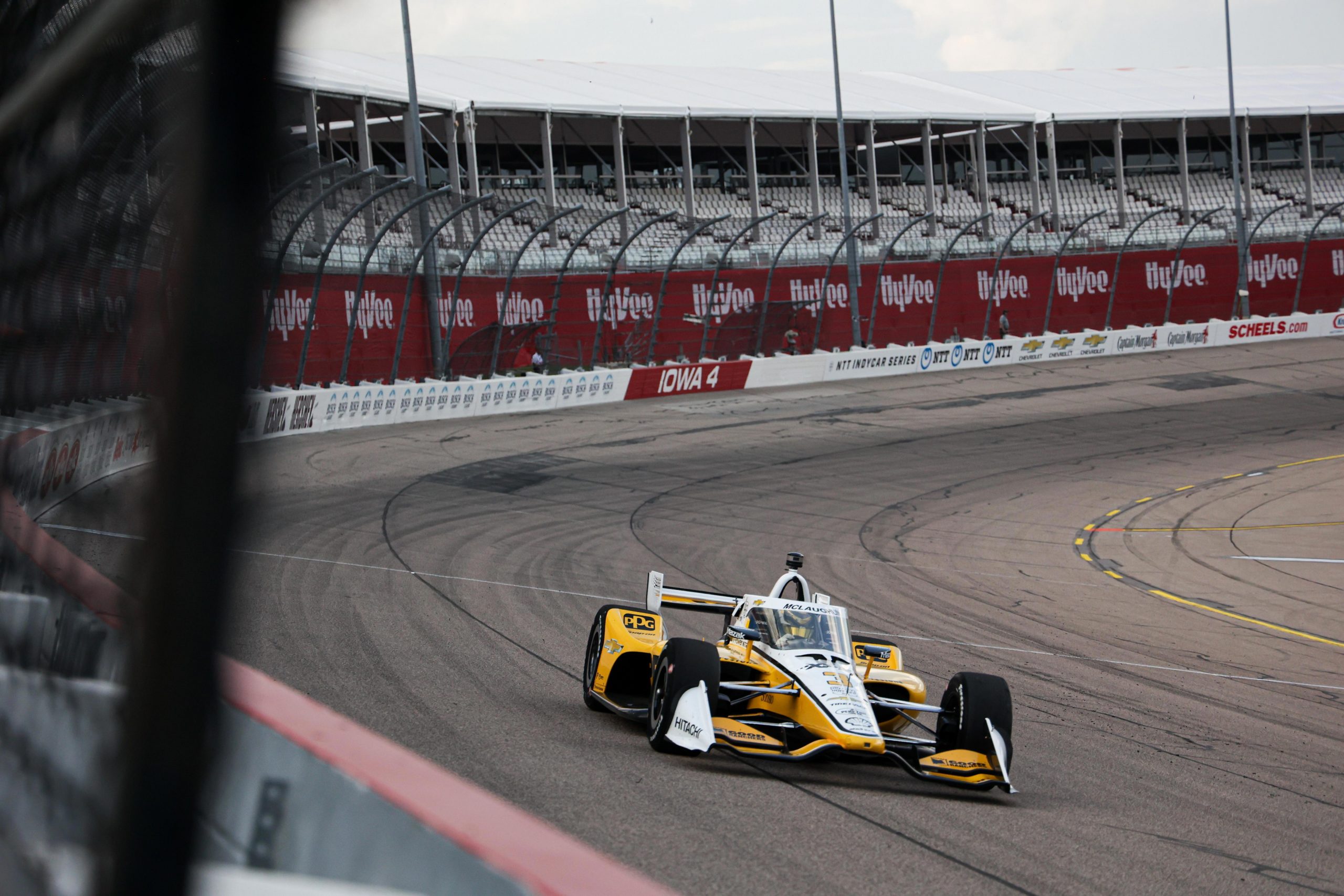 Scott McLaughlin finished second at Iowa Speedway for Team Penske in the first leg of the double-header.