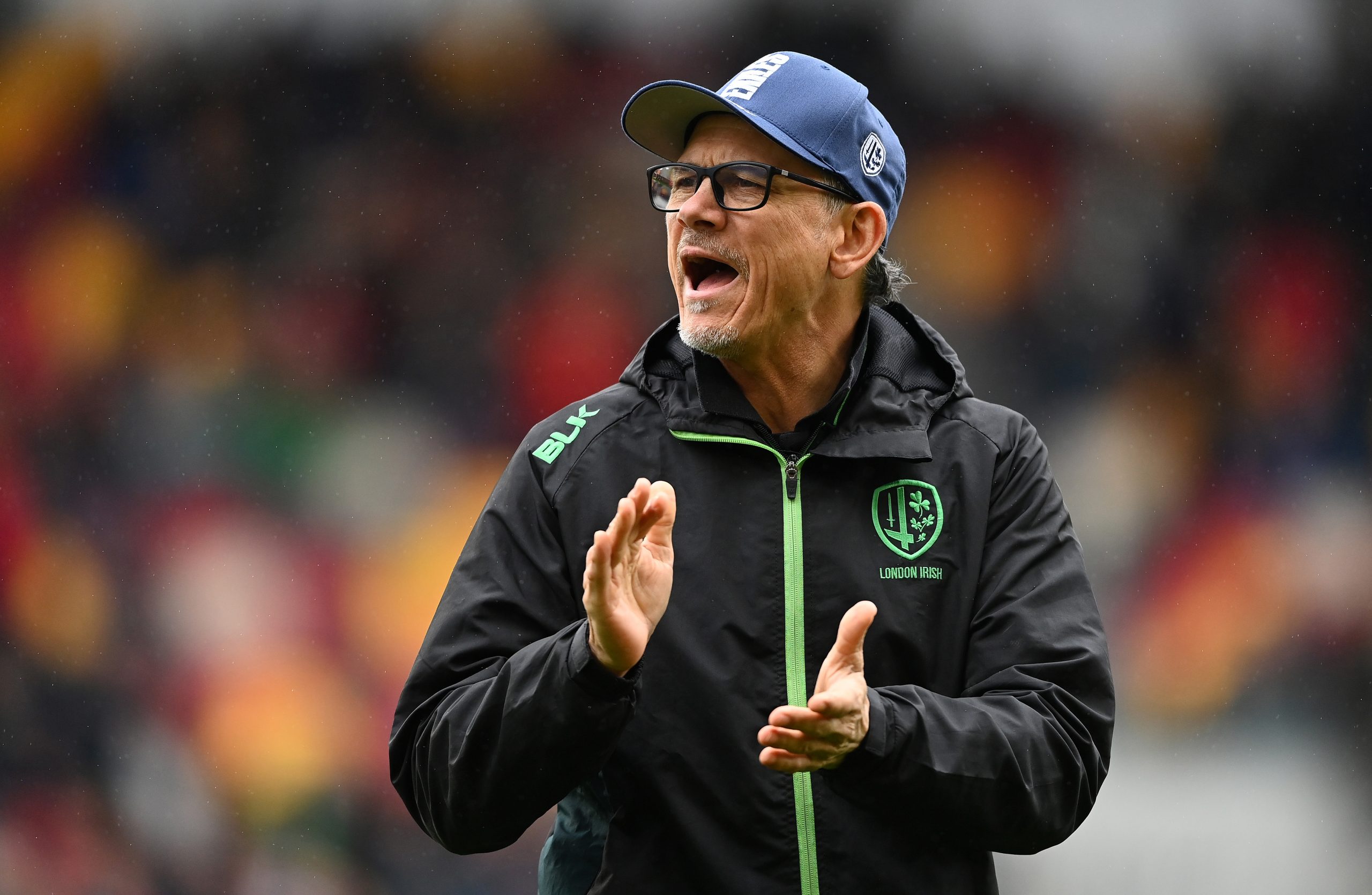 London Irish coach Les Kiss at Gtech Community Stadium in 2023.