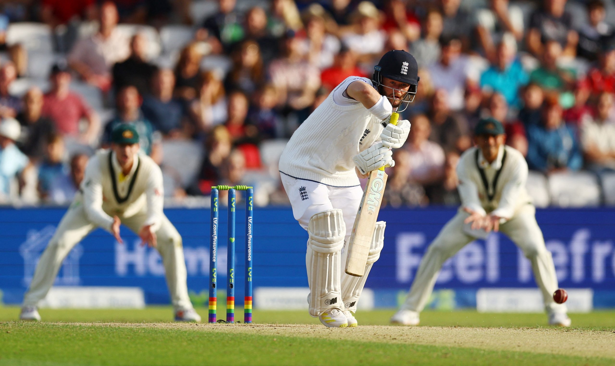 England's Ben Duckett in action at the end of day three at Headingley.