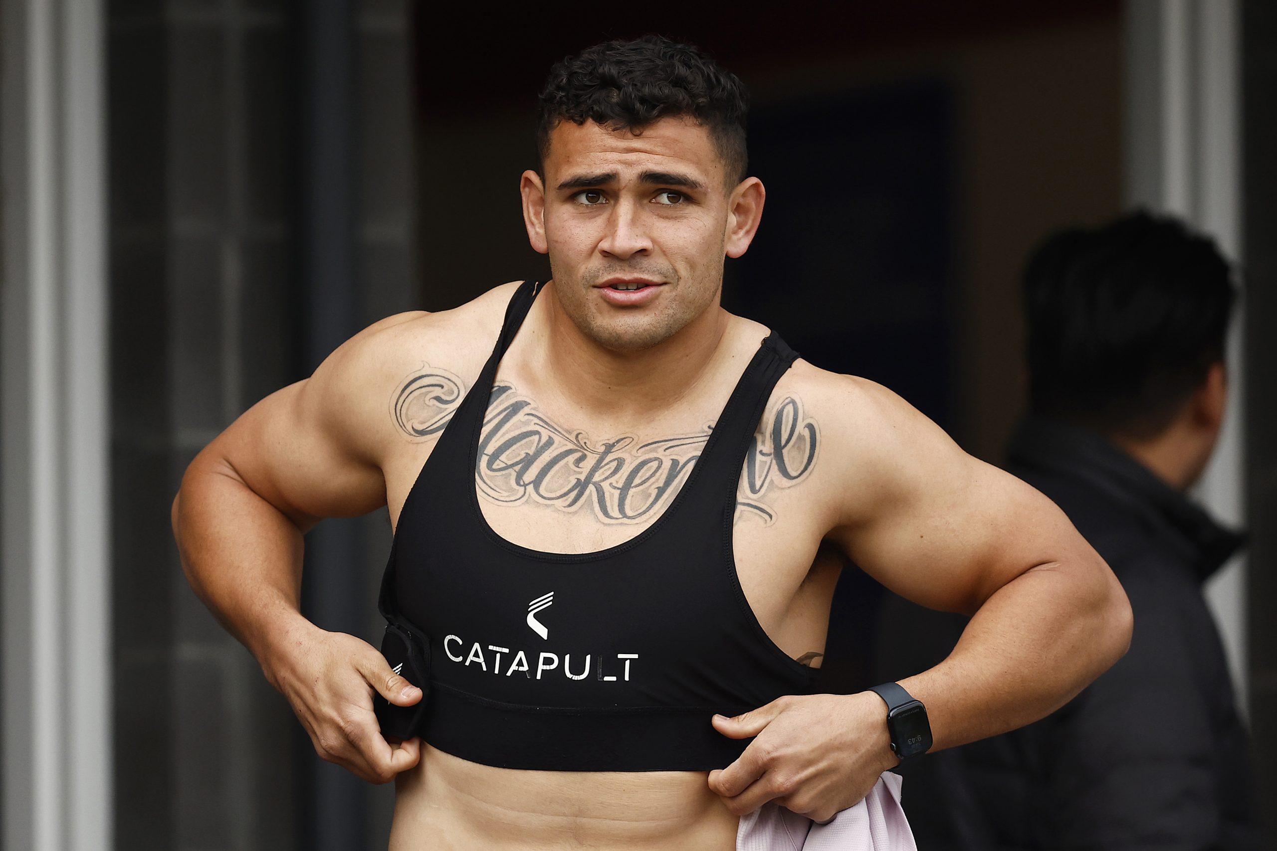 Izaia Perese of the Wallabies prepares for training at Brighton Grammar School in Melbourne.