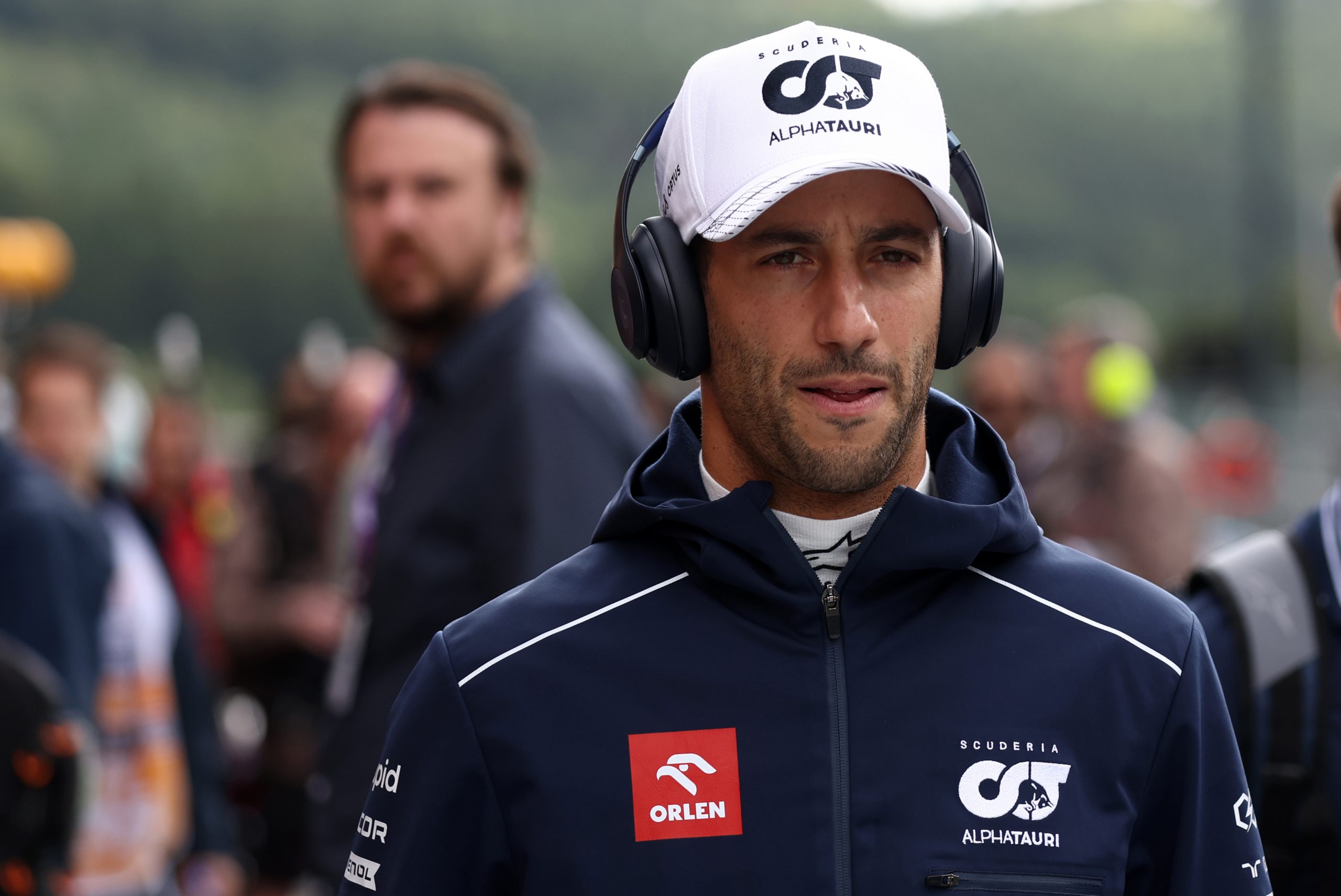 Daniel Ricciardo of AlphaTauri in the paddock before  the F1 Grand Prix of Belgium. (Photo by Marco Canoniero/LightRocket via Getty Images)