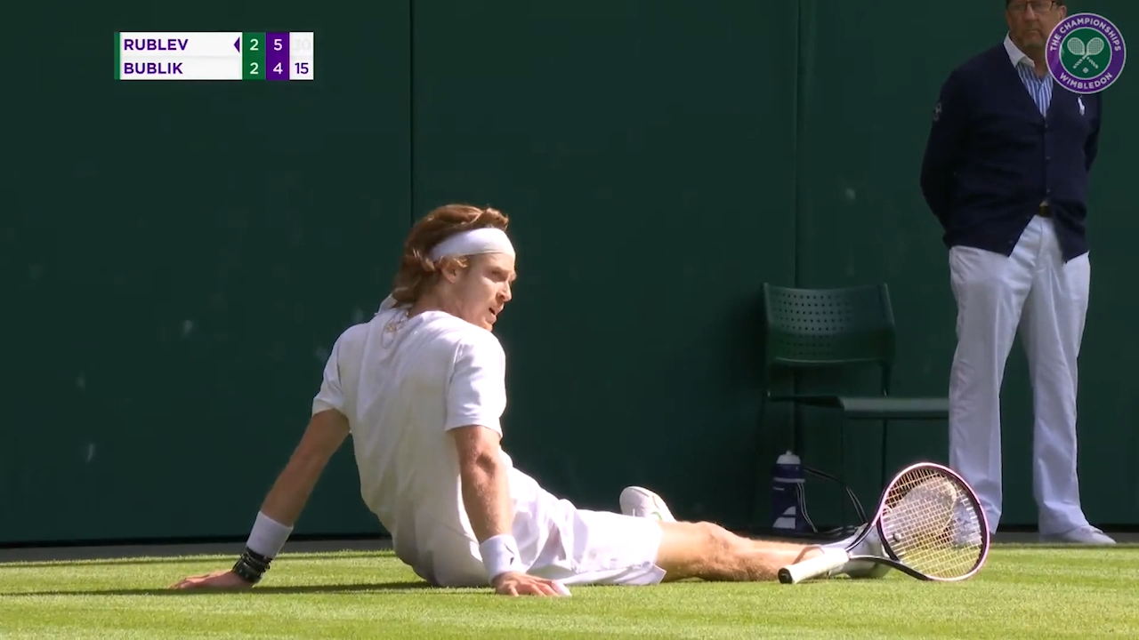'Luckiest shot ever' gets Rublev to match point