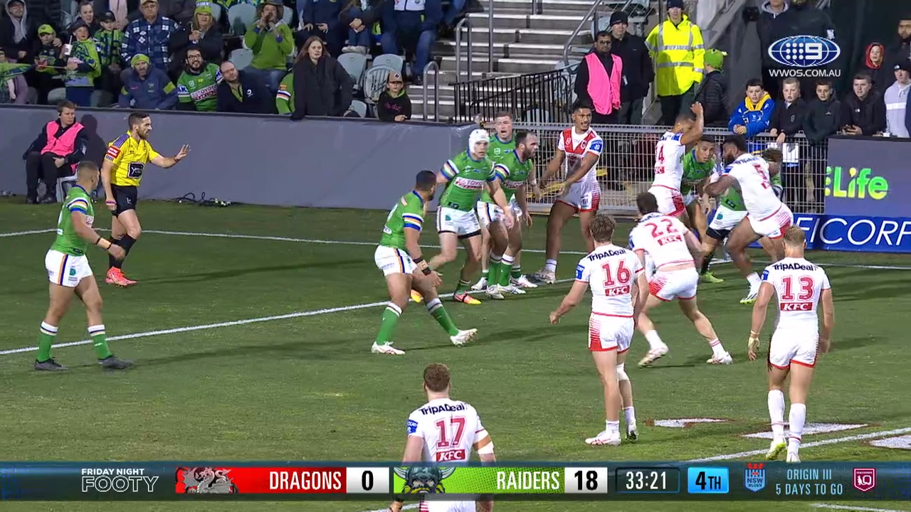 NRL Highlights: Dragons v Raiders - Round 19