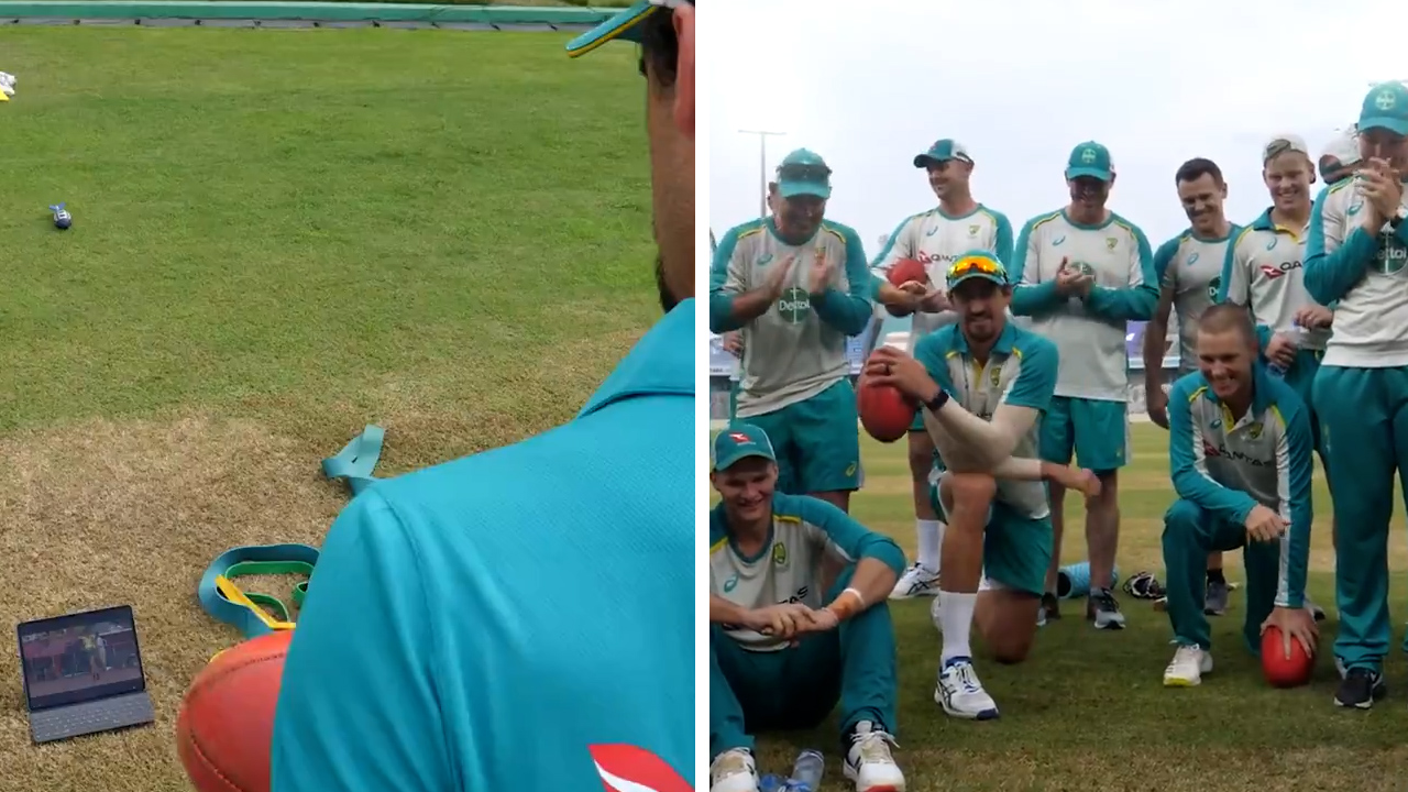 Brandon Starc cheered on by Mitchell Starc, Aussie teammates