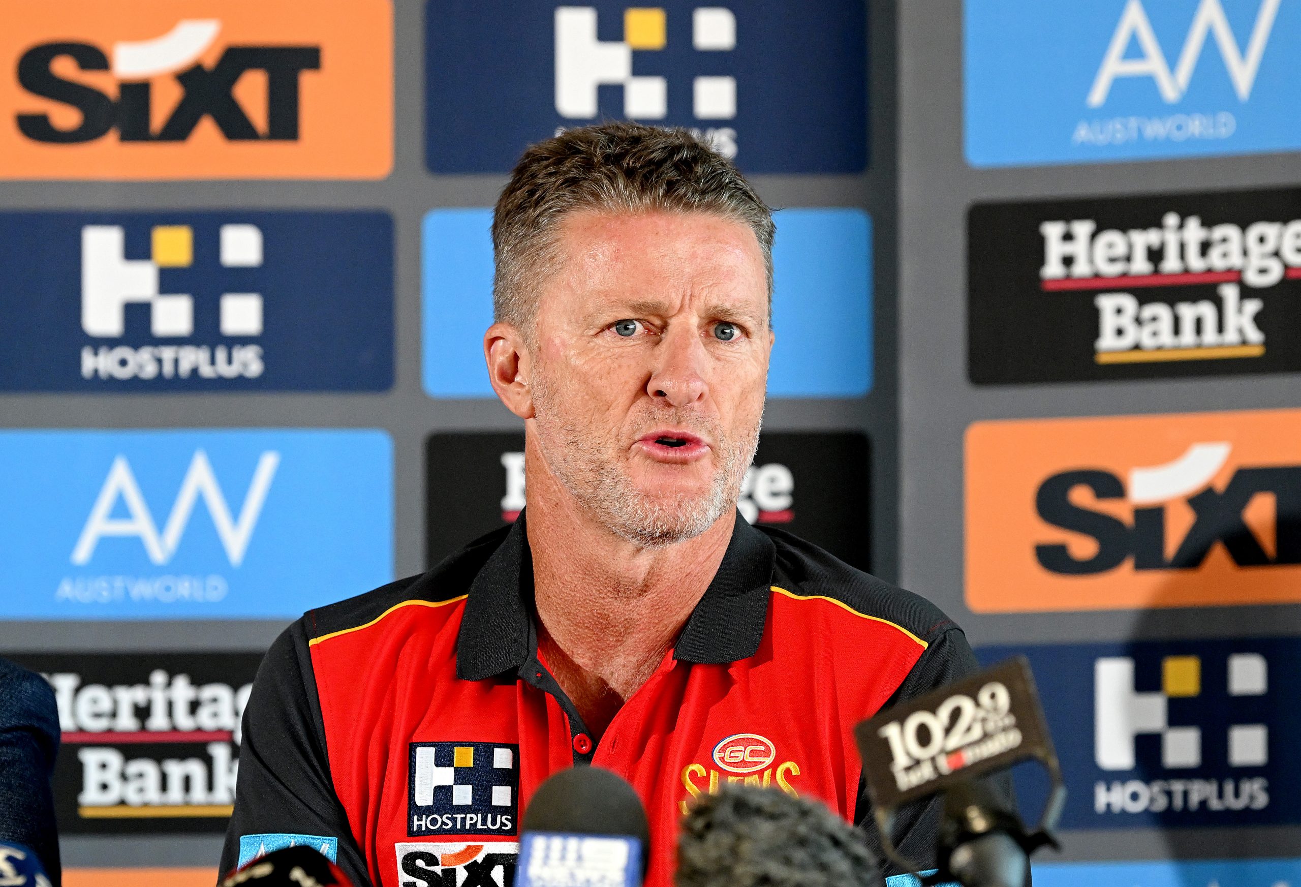 Damien Hardwick addresses media after announcing his signing as the new coach of the Gold Coast Suns.
