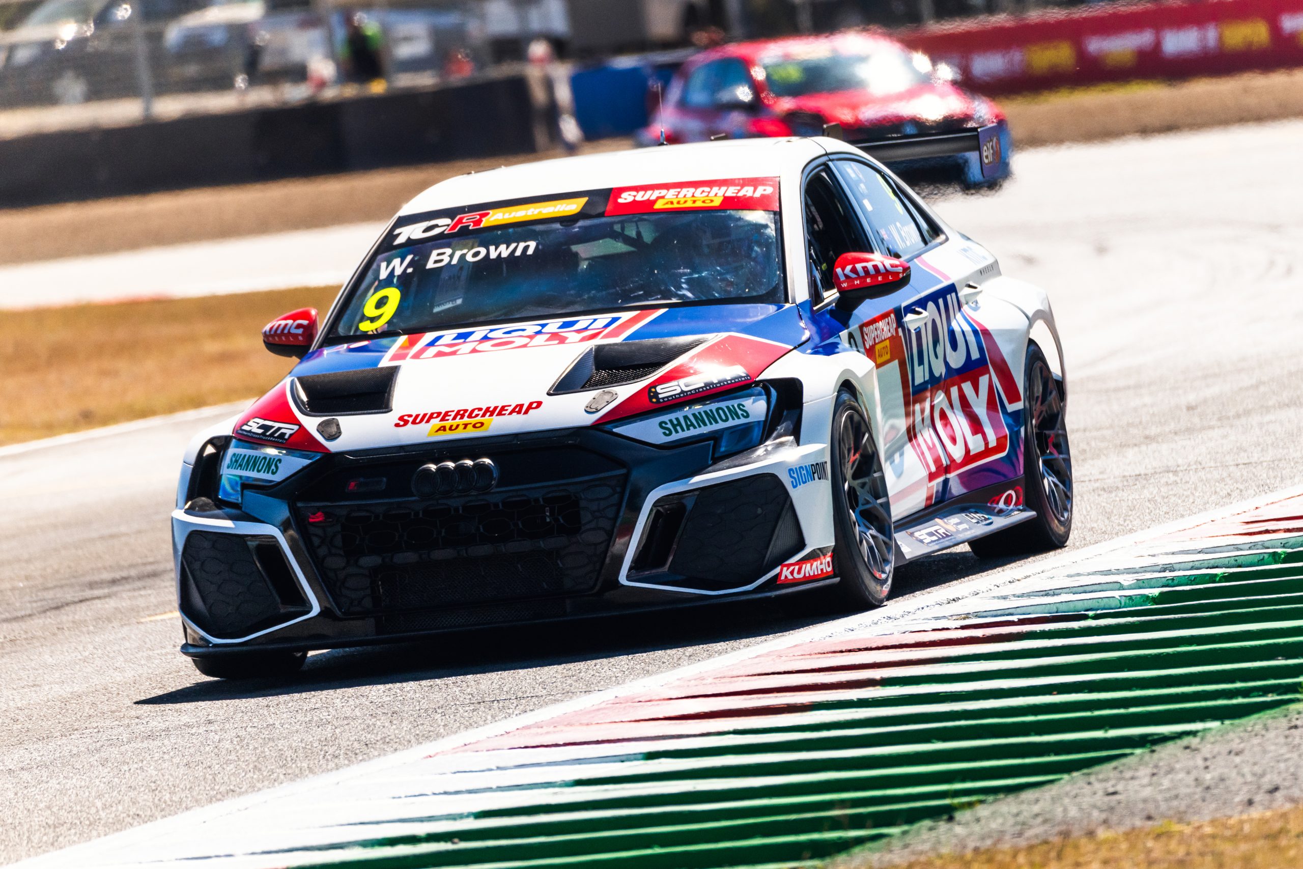 Will Brown won the opening race at Queensland Raceway by 10 seconds.