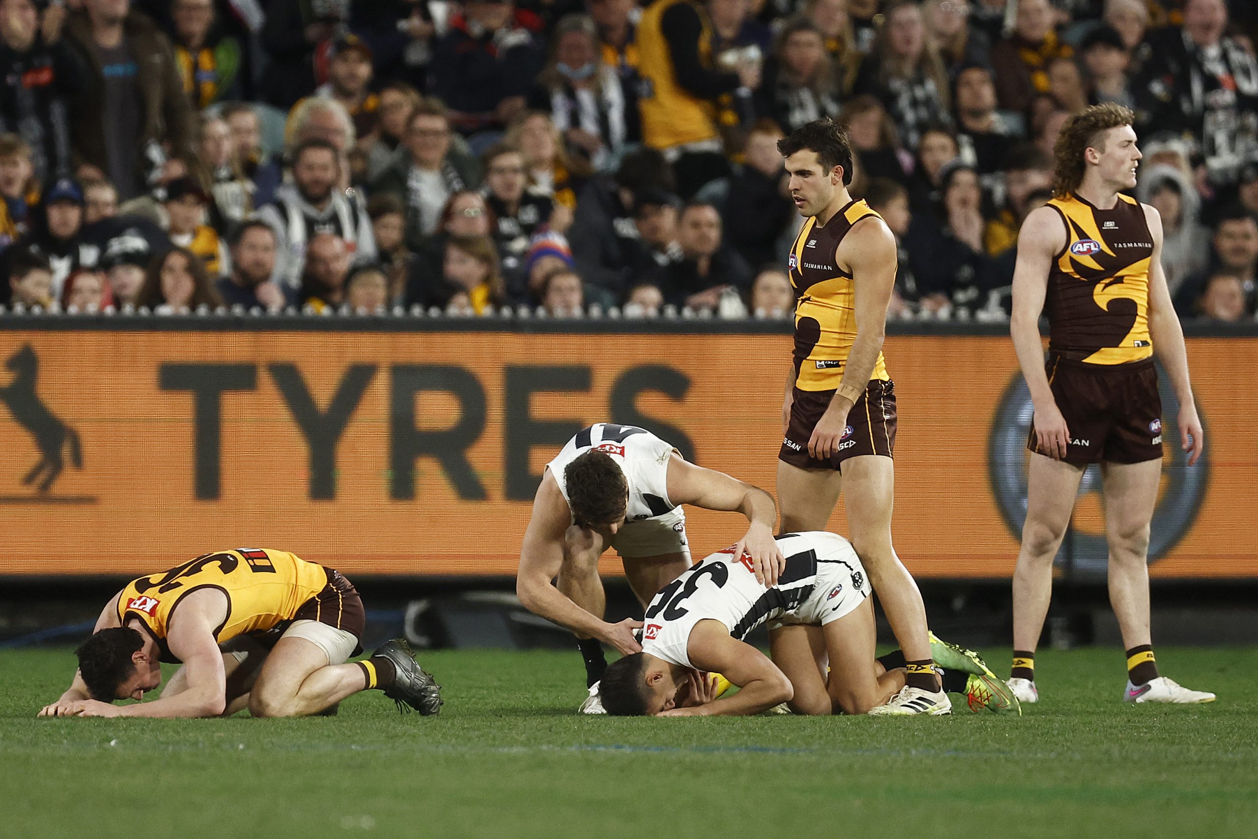 Nick Daicos collided with Hawk James Blanck in round 21.