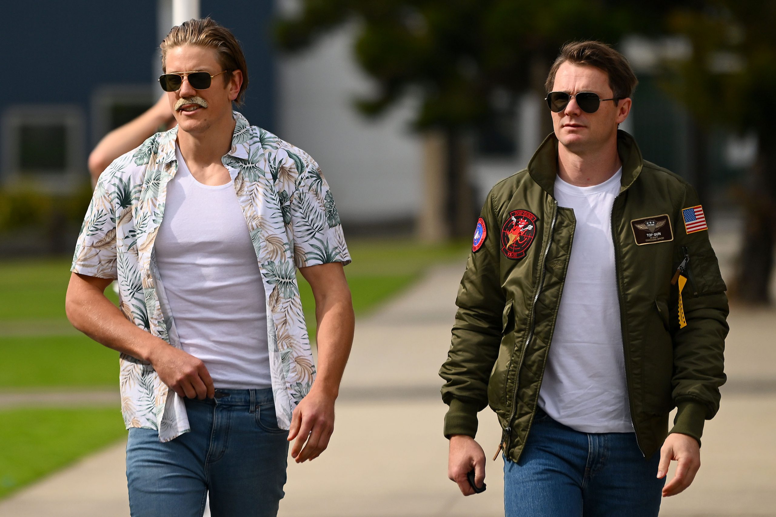Rhys Stanley and Patrick Dangerfield channel their inner Top Gun.