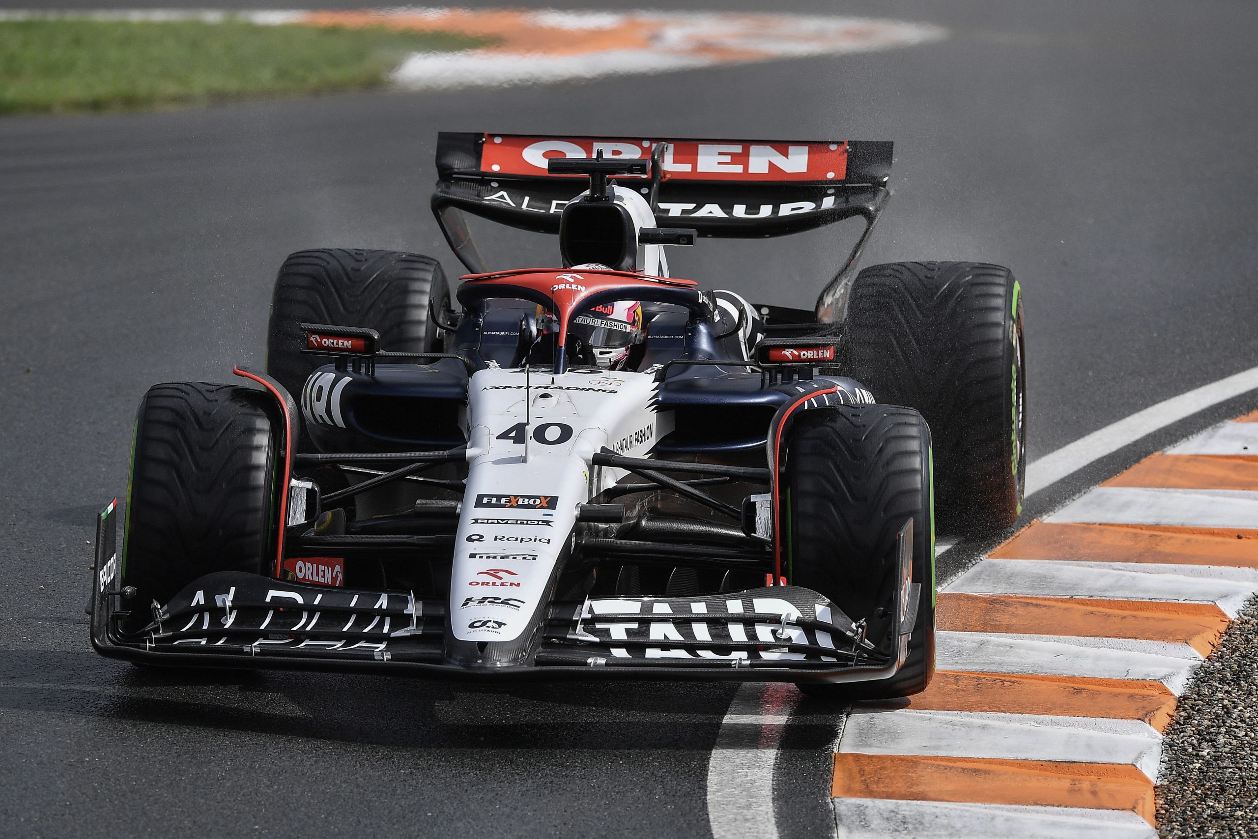 Liam Lawson of New Zealand driving the (40) Scuderia AlphaTauri AT04 during qualifying ahead of the F1 Grand Prix of The Netherlands at Circuit Park Zandvoort on August 26, 2023 in Zandvoort, Netherlands. (Photo by Vince Mignott/MB Media/Getty Images)
