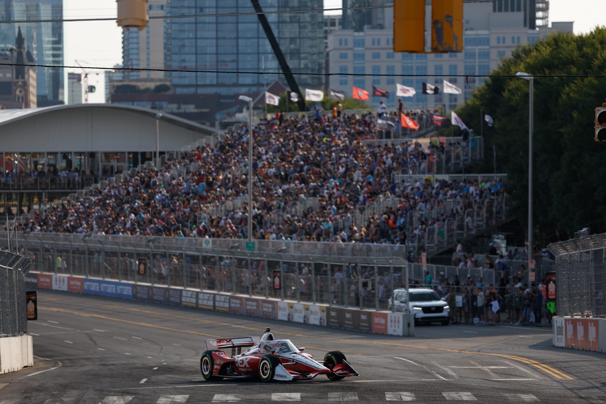 Scott McLaughlin claimed pole position on the streets of Nashville. 
