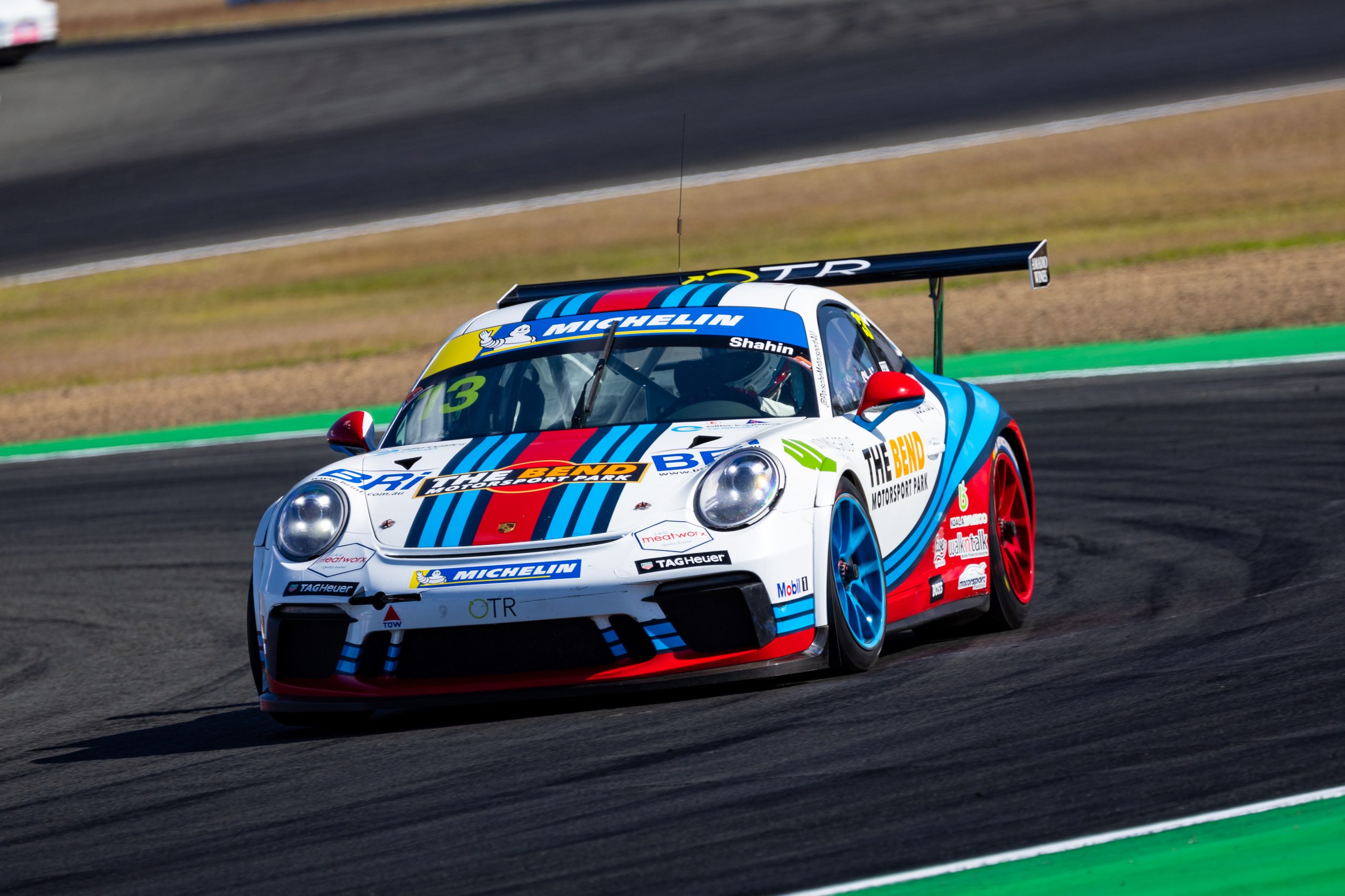 Sam Shahin races in Porsche Sprint Challenge in a 911 GT3 Cup car.