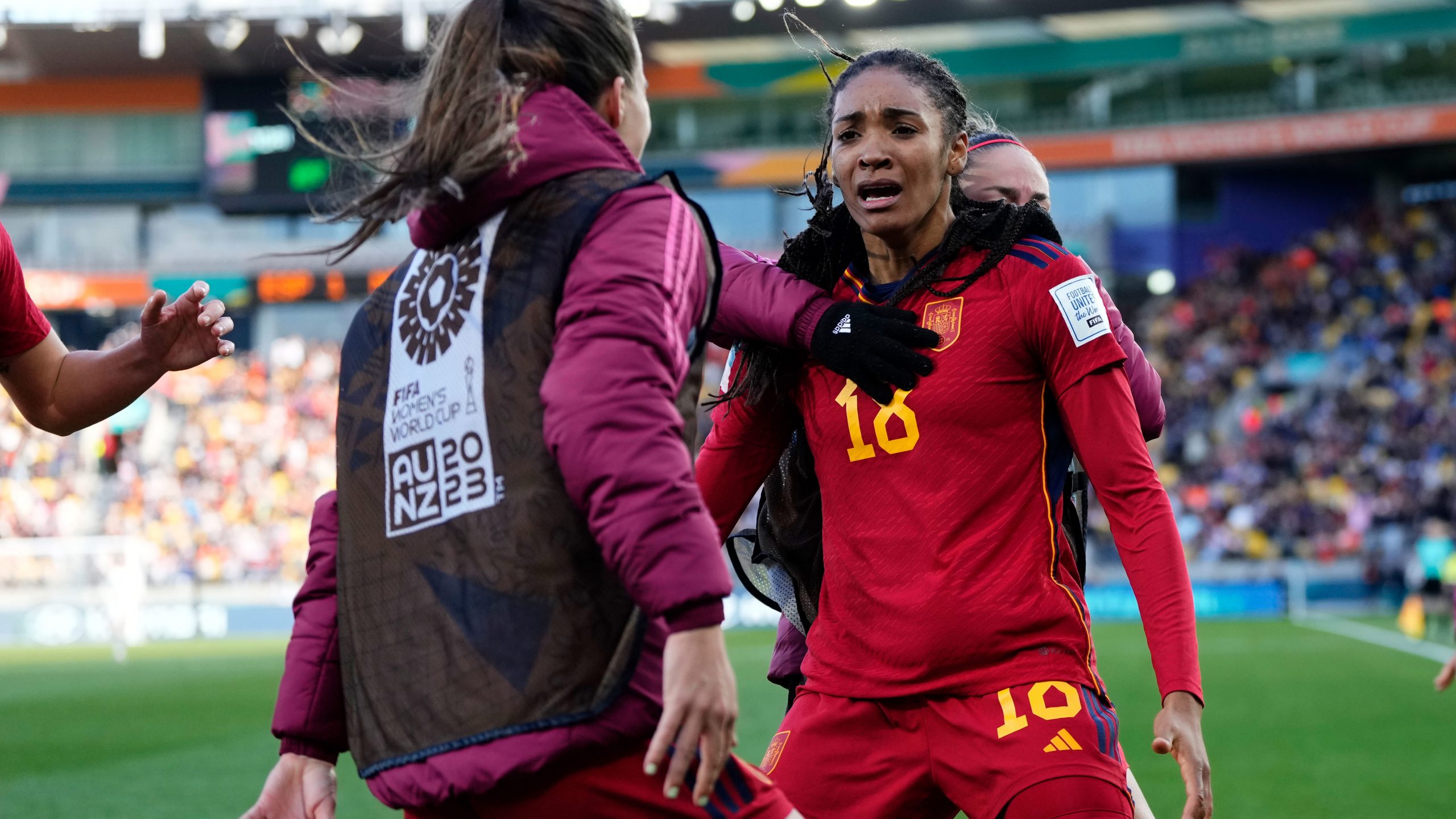 Salma Paralluelo of Spain and Barcelona celebrates after scoring her side's first goal during their quarter final against Netherlands.