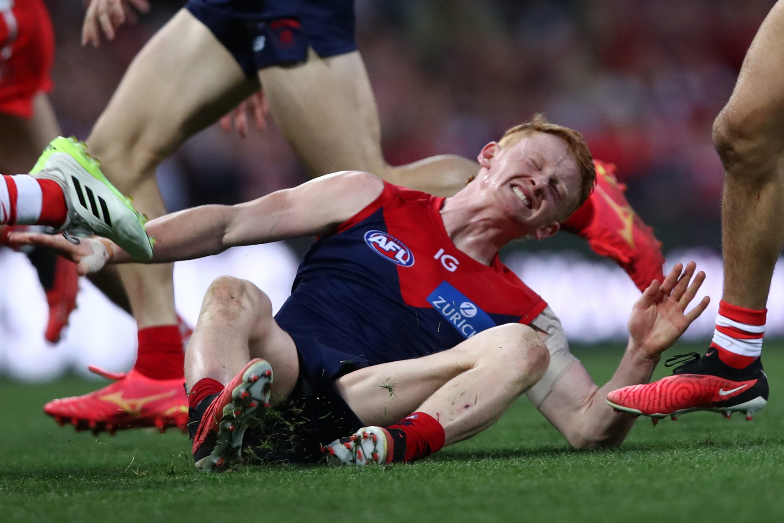 Jake Bowey had a shoulder scare after a bump with Swan Will Hayward.