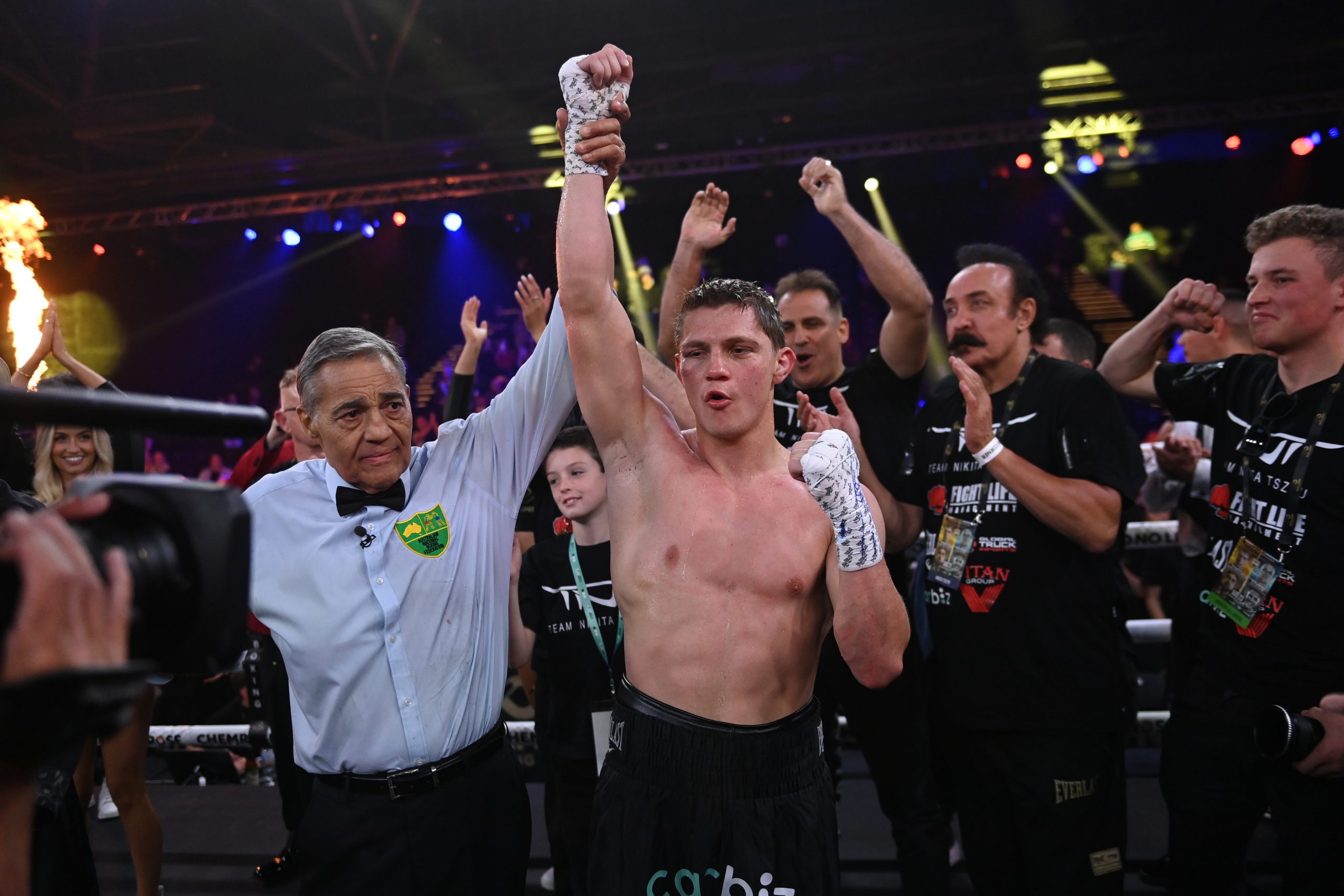 Nikita Tszyu is announced the victor against Jack Brubaker by TKO.