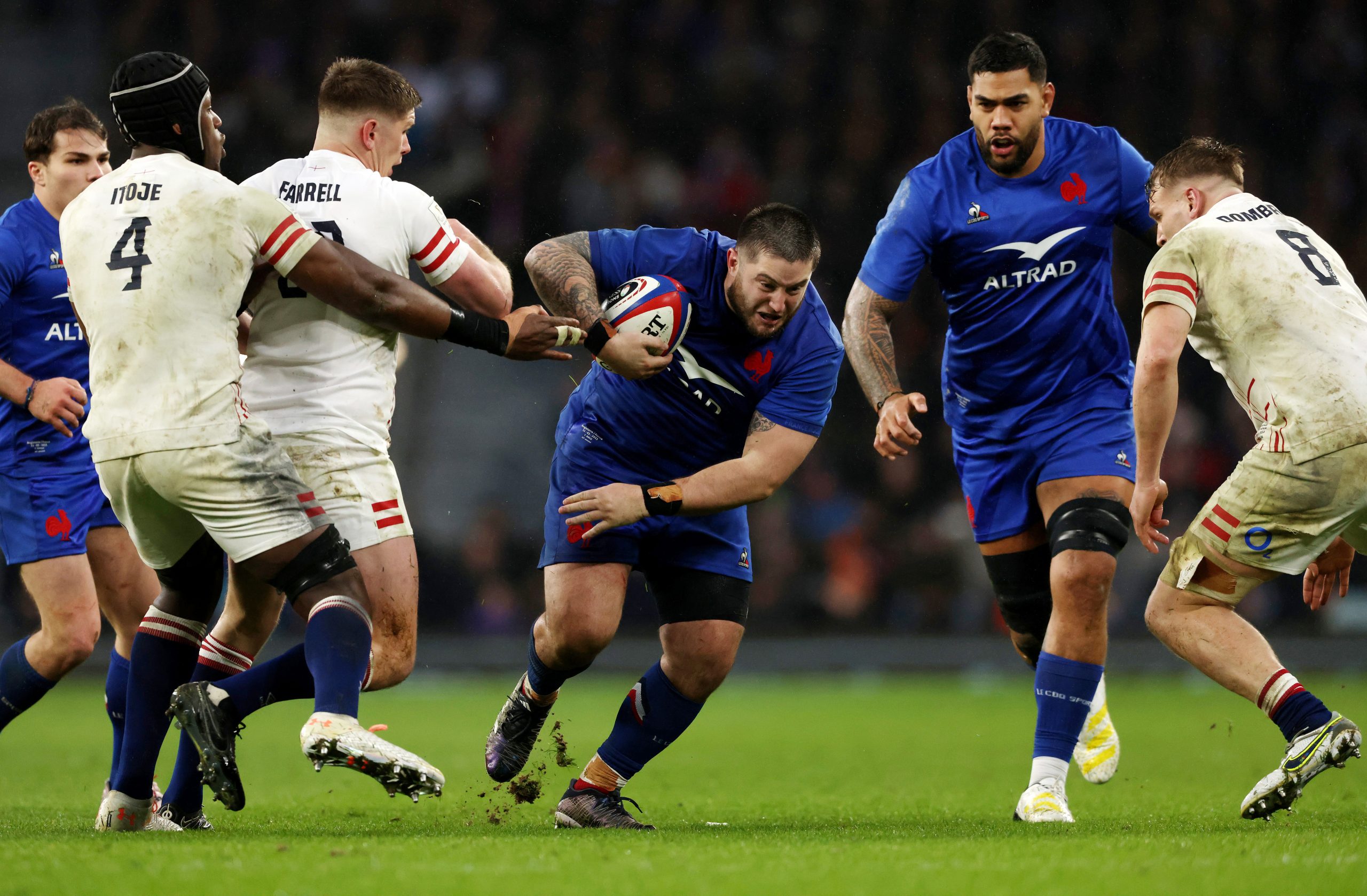 French prop Cyril Baille (pictured with ball in hand).