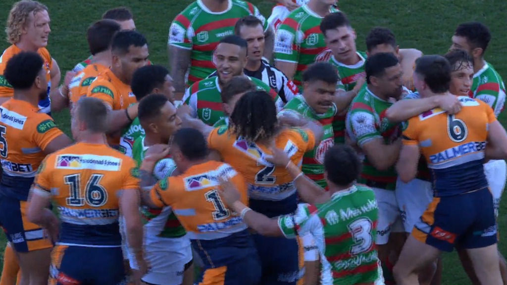 Feisty scenes as Latrell, Origin teammate go at it